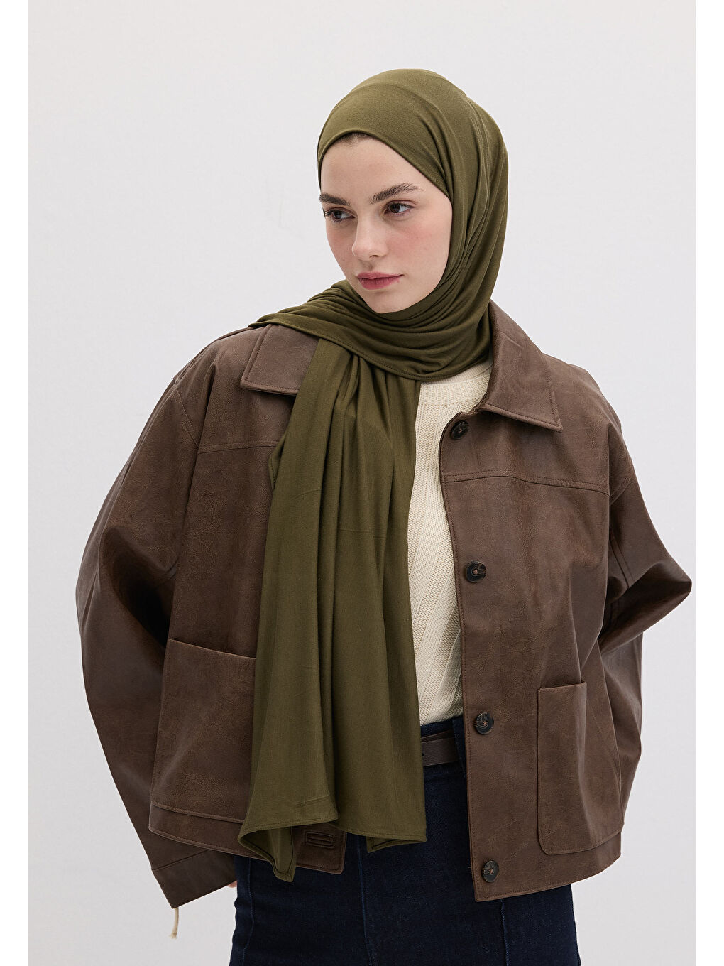 Bambu Penye Şal Askeri Haki