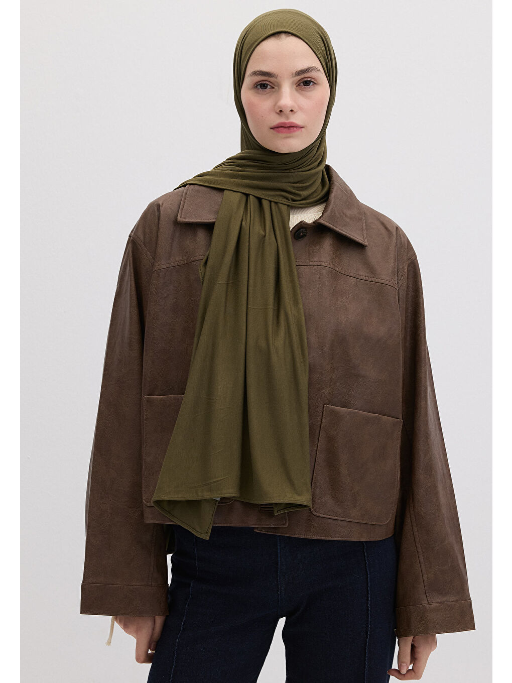 Bambu Penye Şal Askeri Haki-1