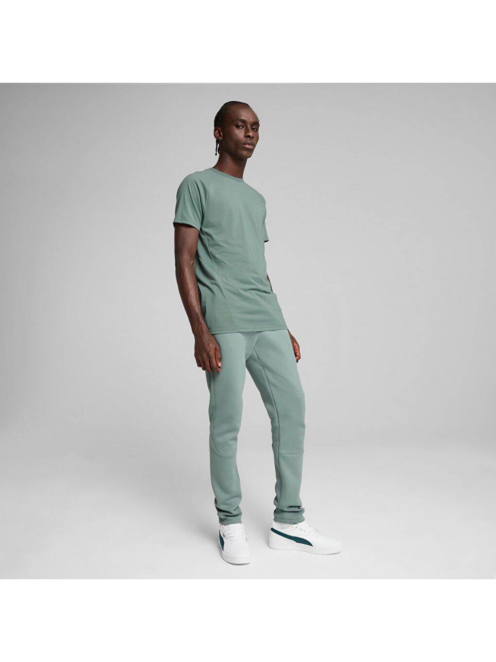 Yeşil EVOSTRIPE Erkek Tişört-1