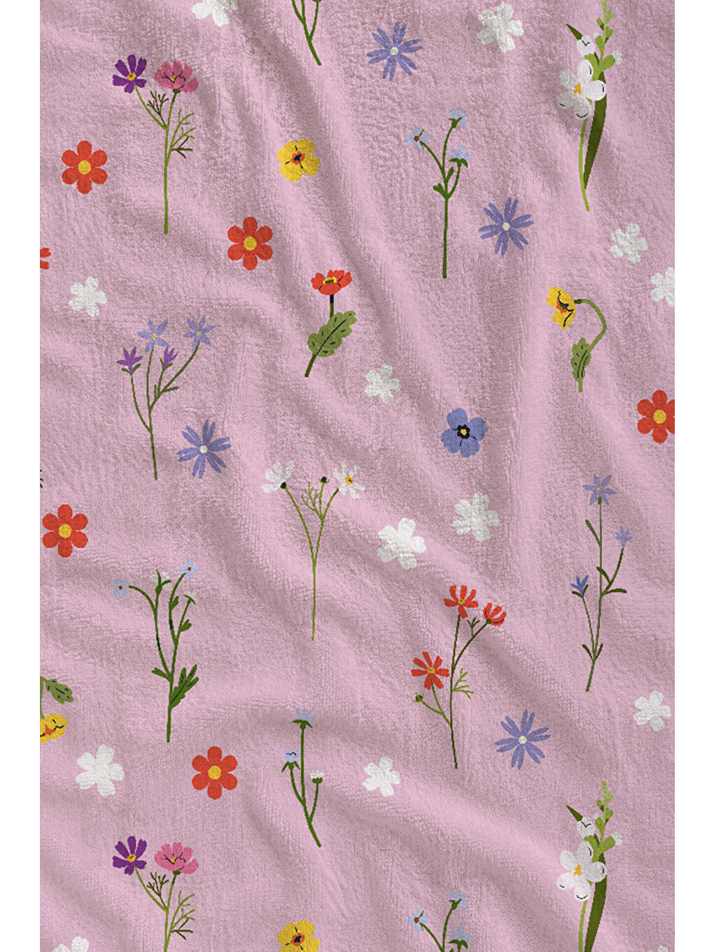Pembe Zemin Renkli Mini Yaz Motifleri Desenli 70x150 Cm Dijital Baskılı Plaj Ve Banyo Havlusu-1