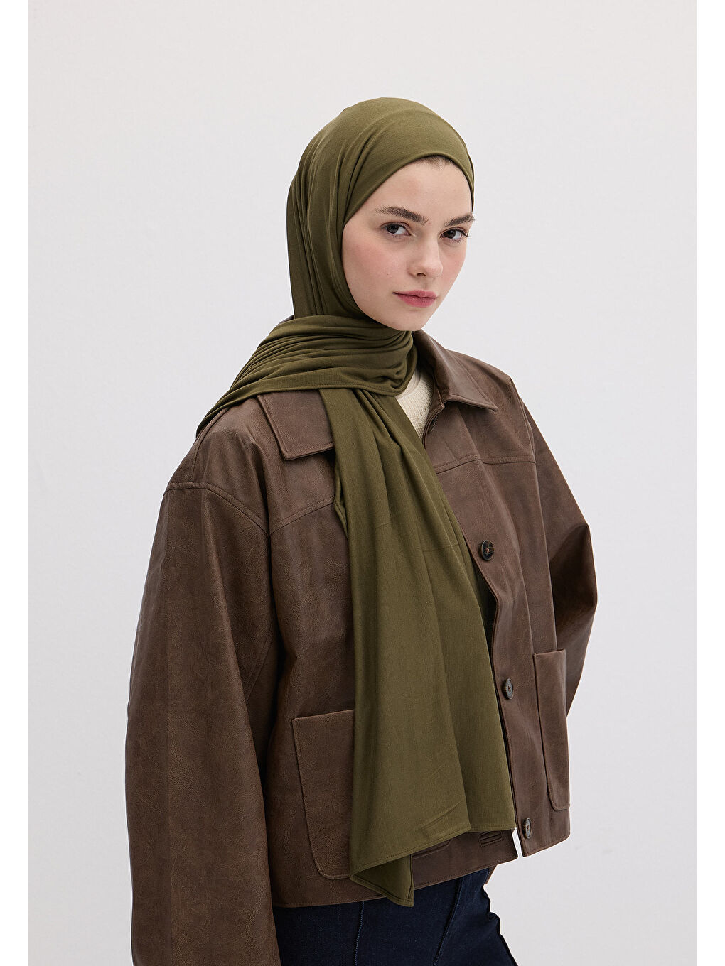 Bambu Penye Şal Askeri Haki-3