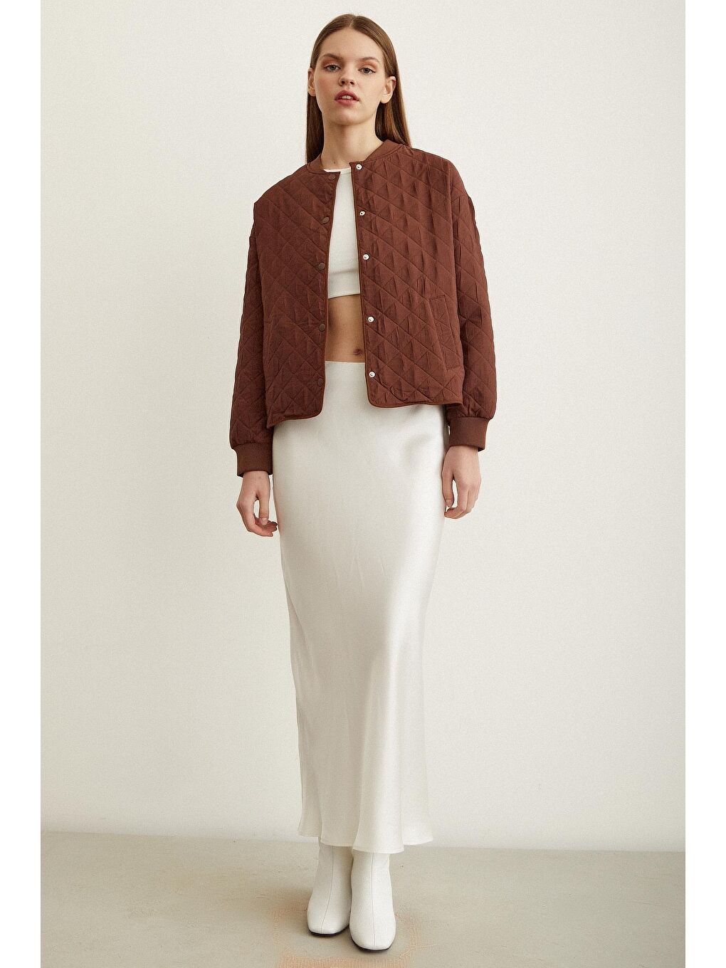 Kahverengi Bomber Kapitone Ceket-1