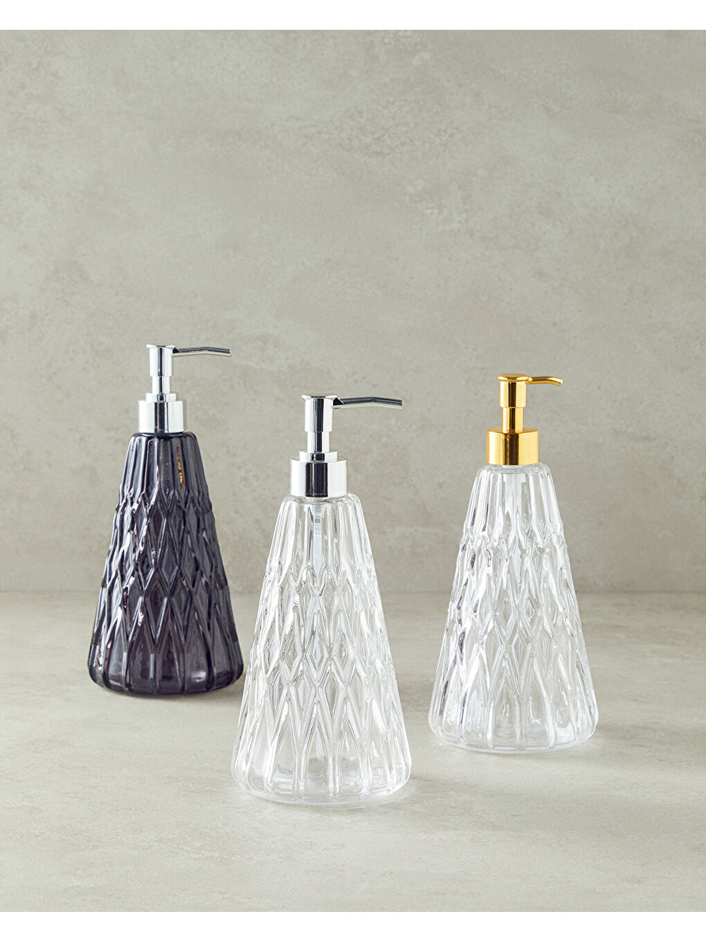 Renksiz Valeria Cam Banyo Sıvı Sabunluk Gold-2