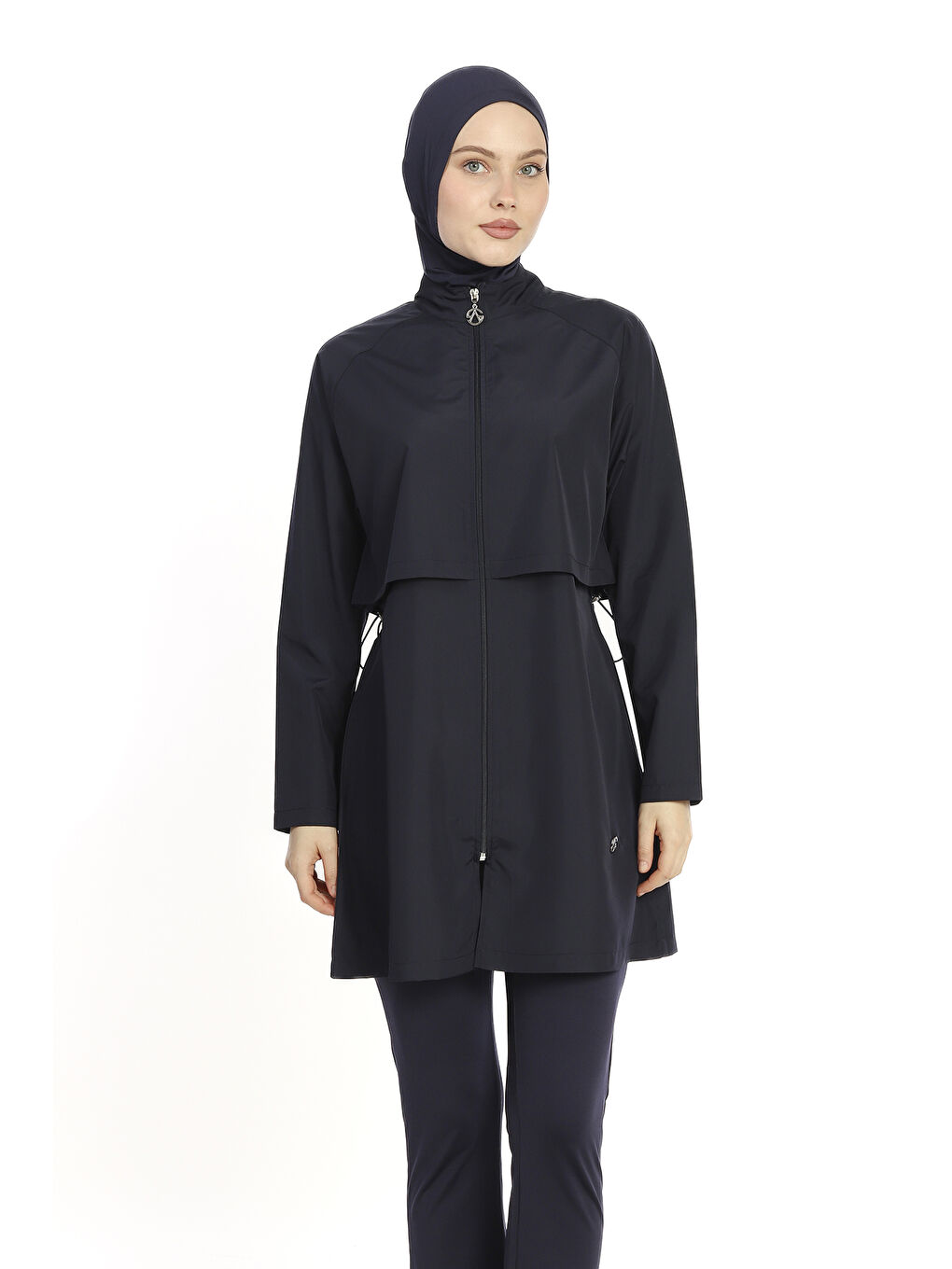 Önü Kapaklı Tam Kapalı Tesettür Mayo 6201 Koyu Lacivert-1