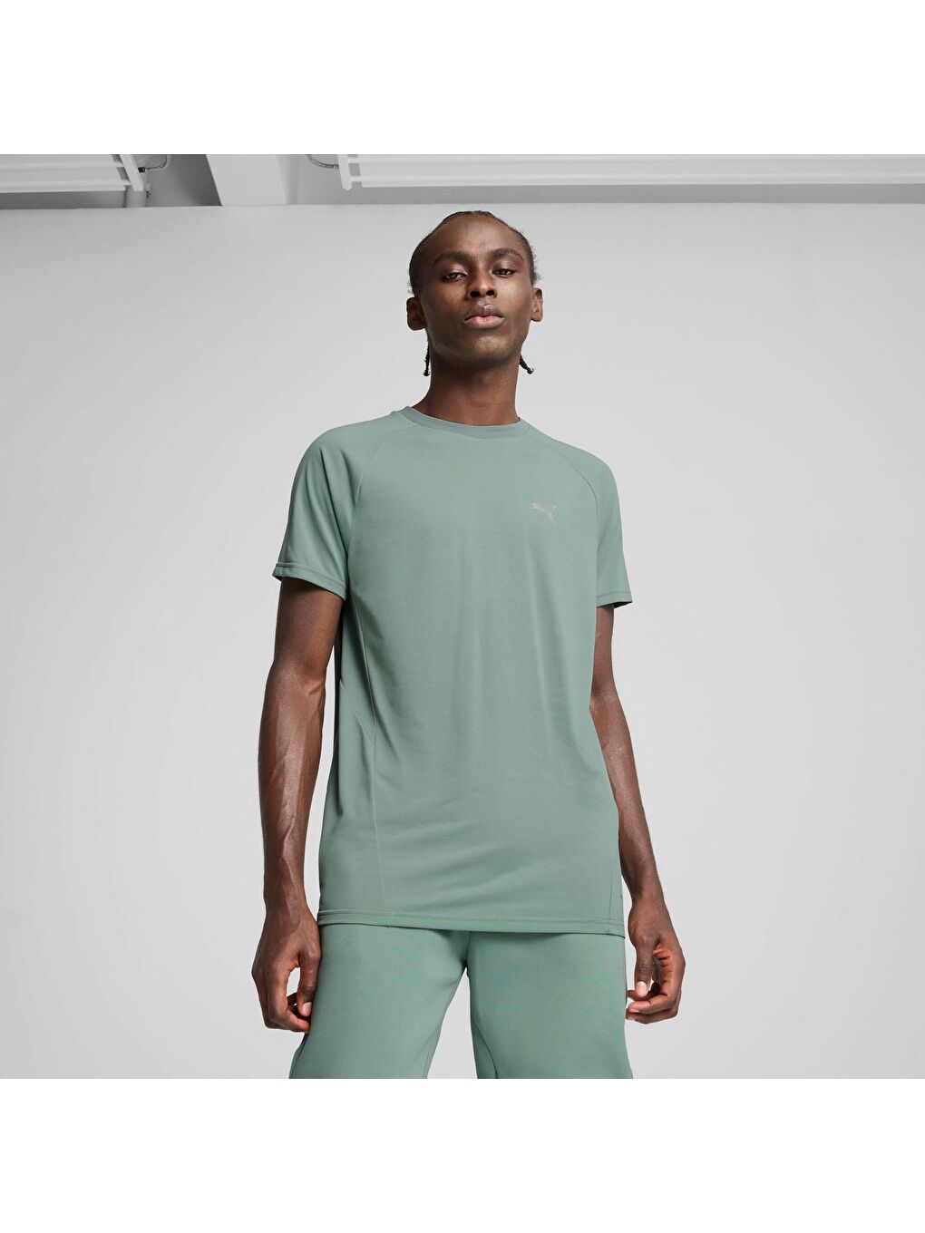 Yeşil EVOSTRIPE Erkek Tişört-4