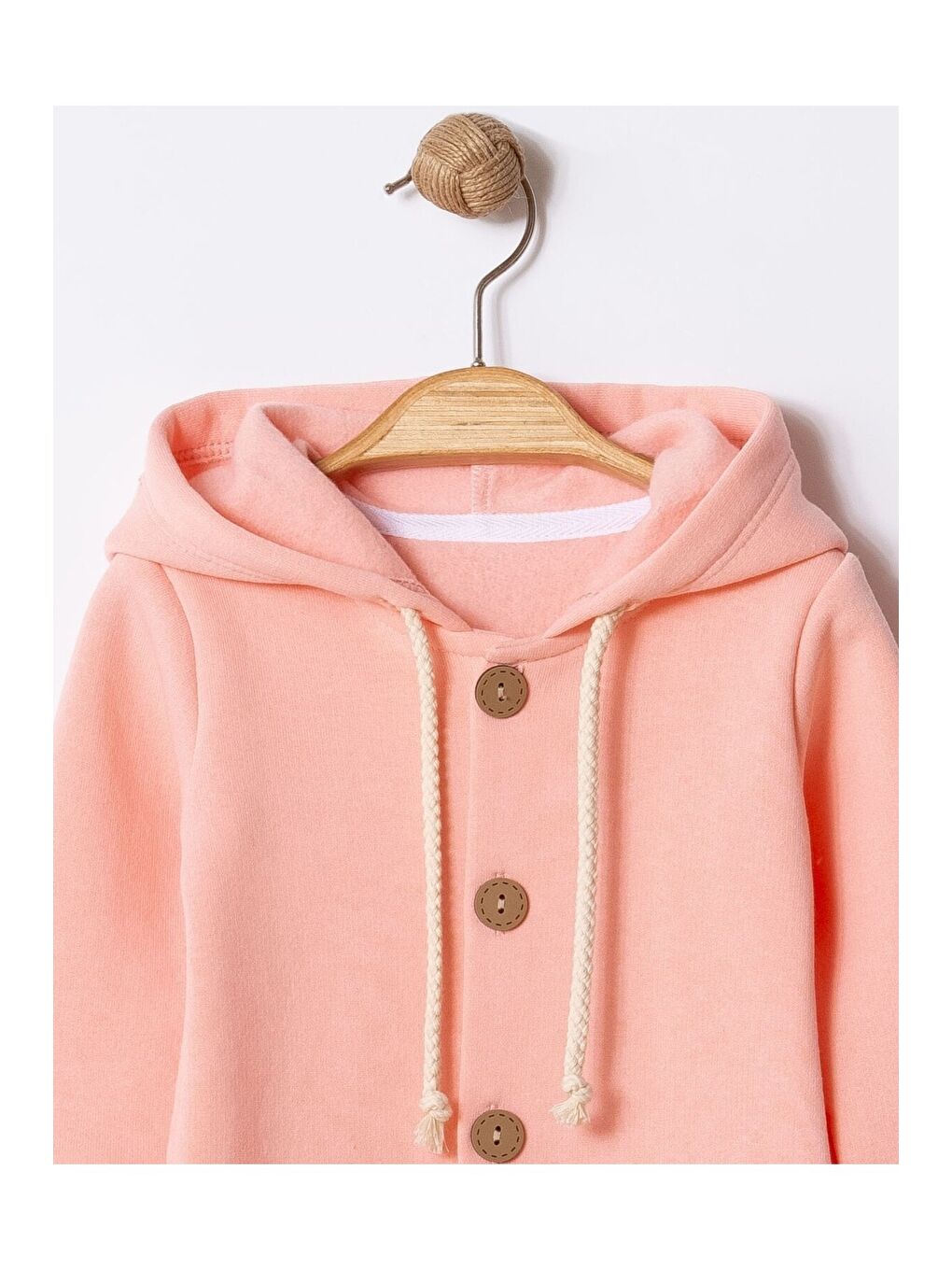 Pembe Unisex Bebek Kapüşonlu Düğmeli Mevsimlik Tulum-2