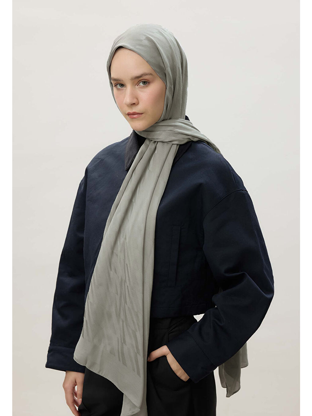 Gri Dublın Jakarlı Şal Koyu Grı-2