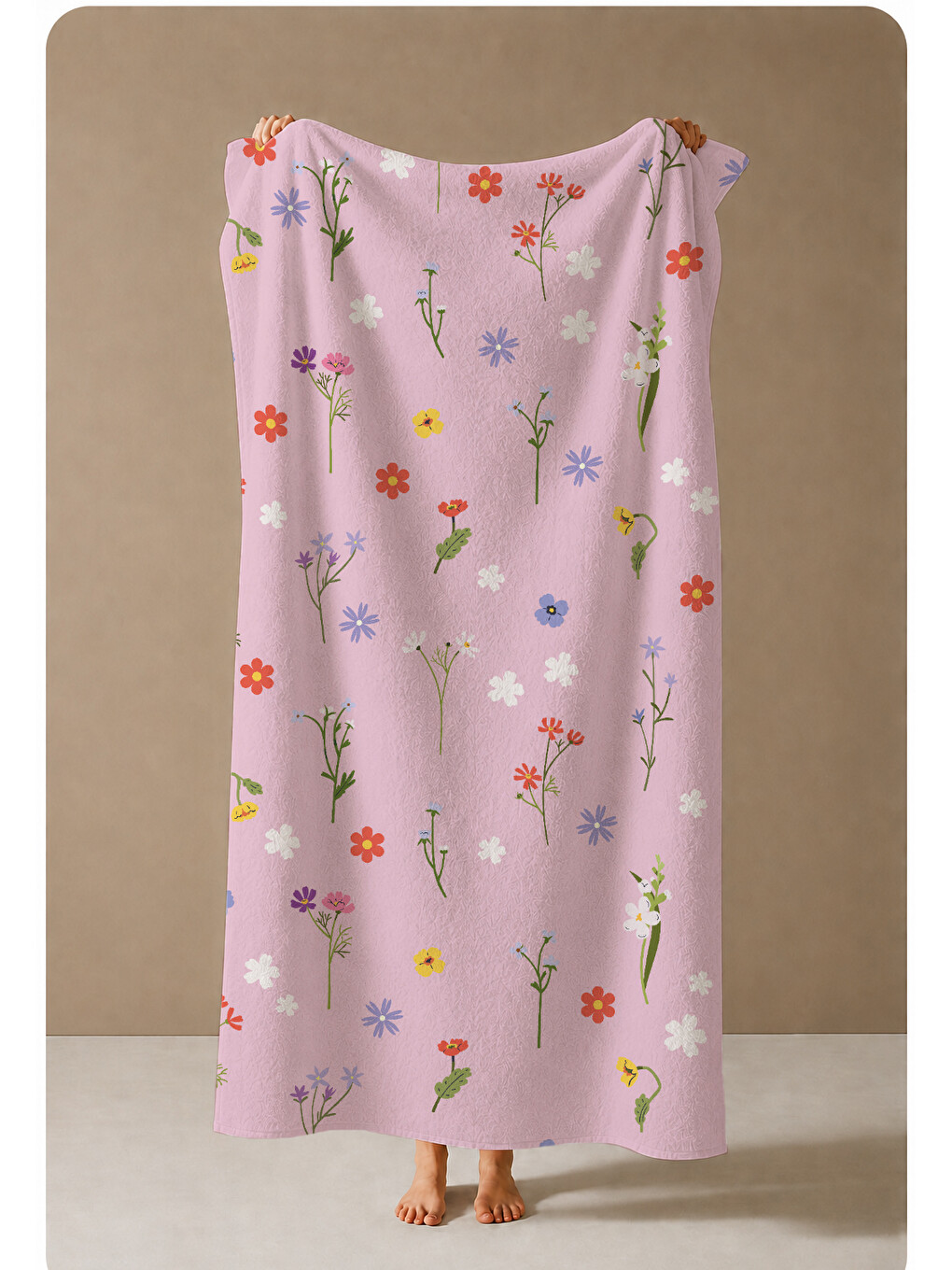 Pembe Zemin Renkli Mini Yaz Motifleri Desenli 70x150 Cm Dijital Baskılı Plaj Ve Banyo Havlusu-3