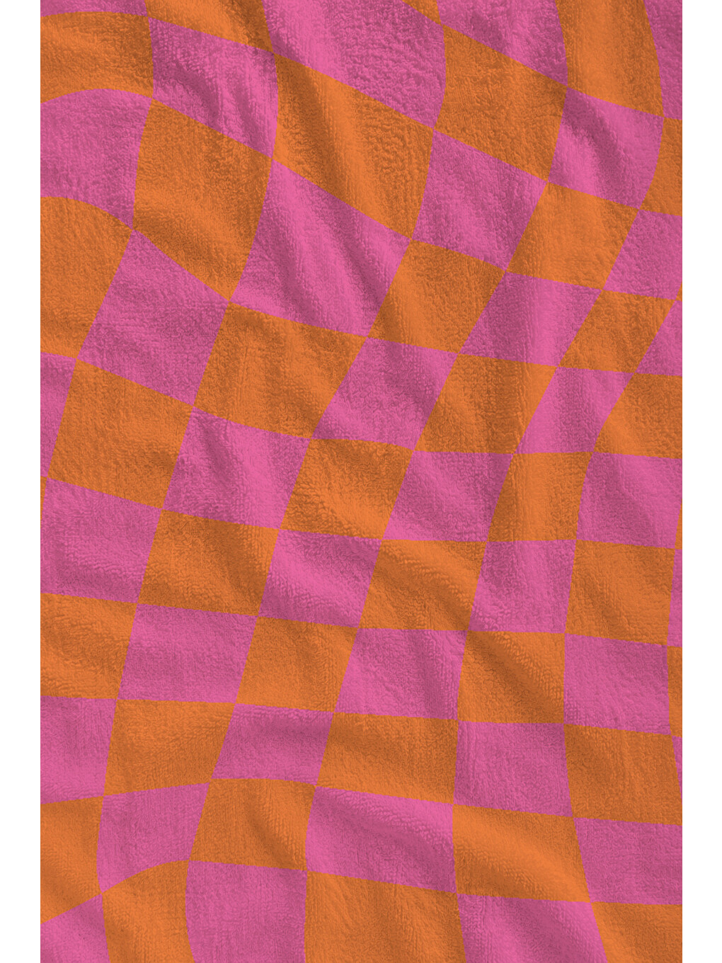 Pembe Turuncu Dalgalı Dama Desenli 70x150 Cm Dijital Baskılı Plaj Ve Banyo Havlusu-1