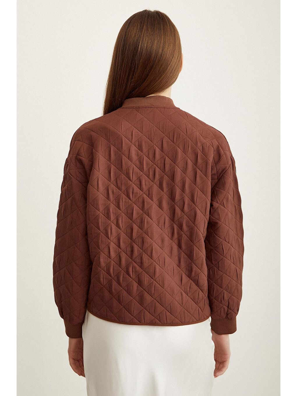 Kahverengi Bomber Kapitone Ceket-5