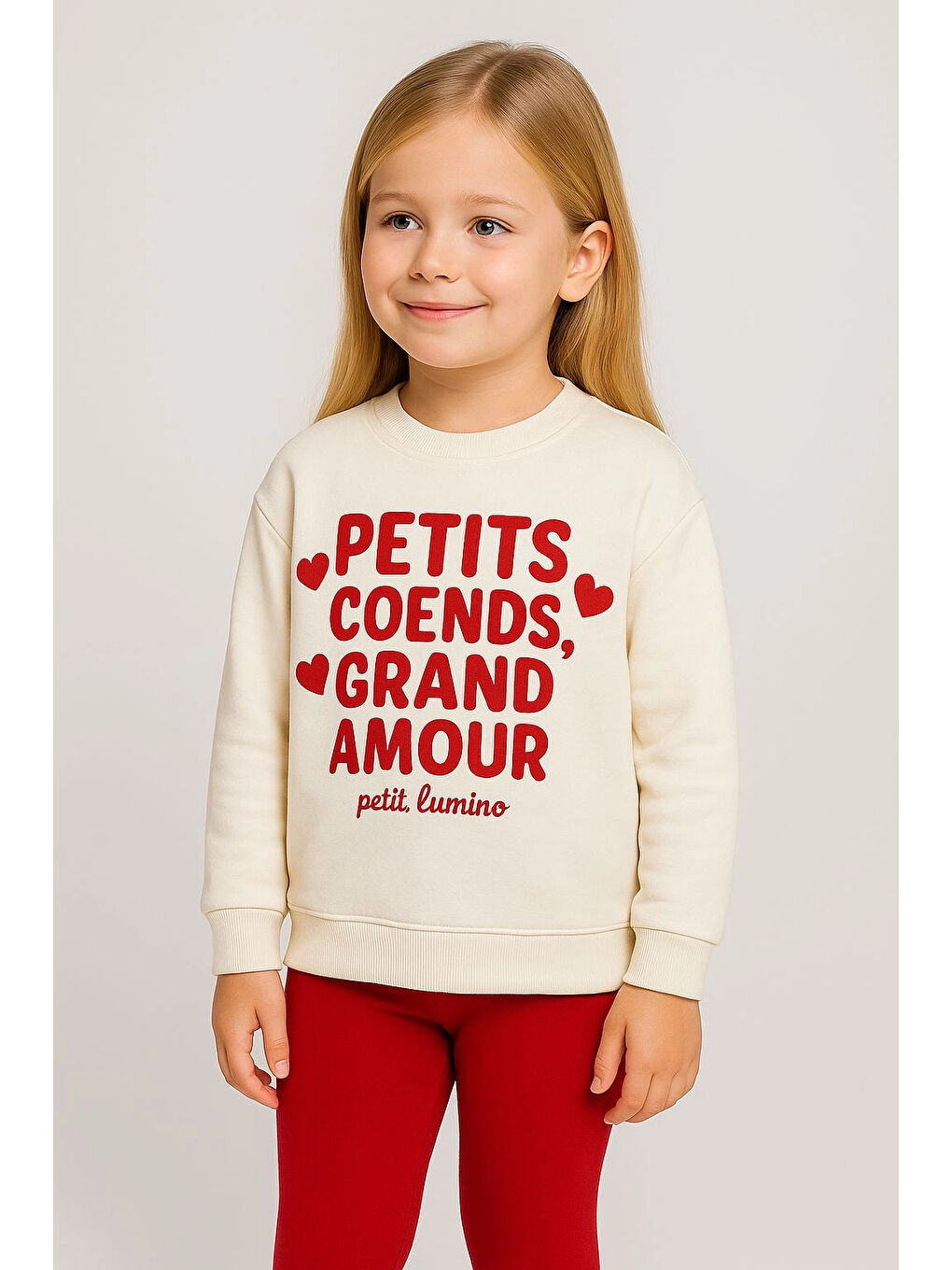 Kırmızı Petits Baskılı Kız Çocuk Takım 20453