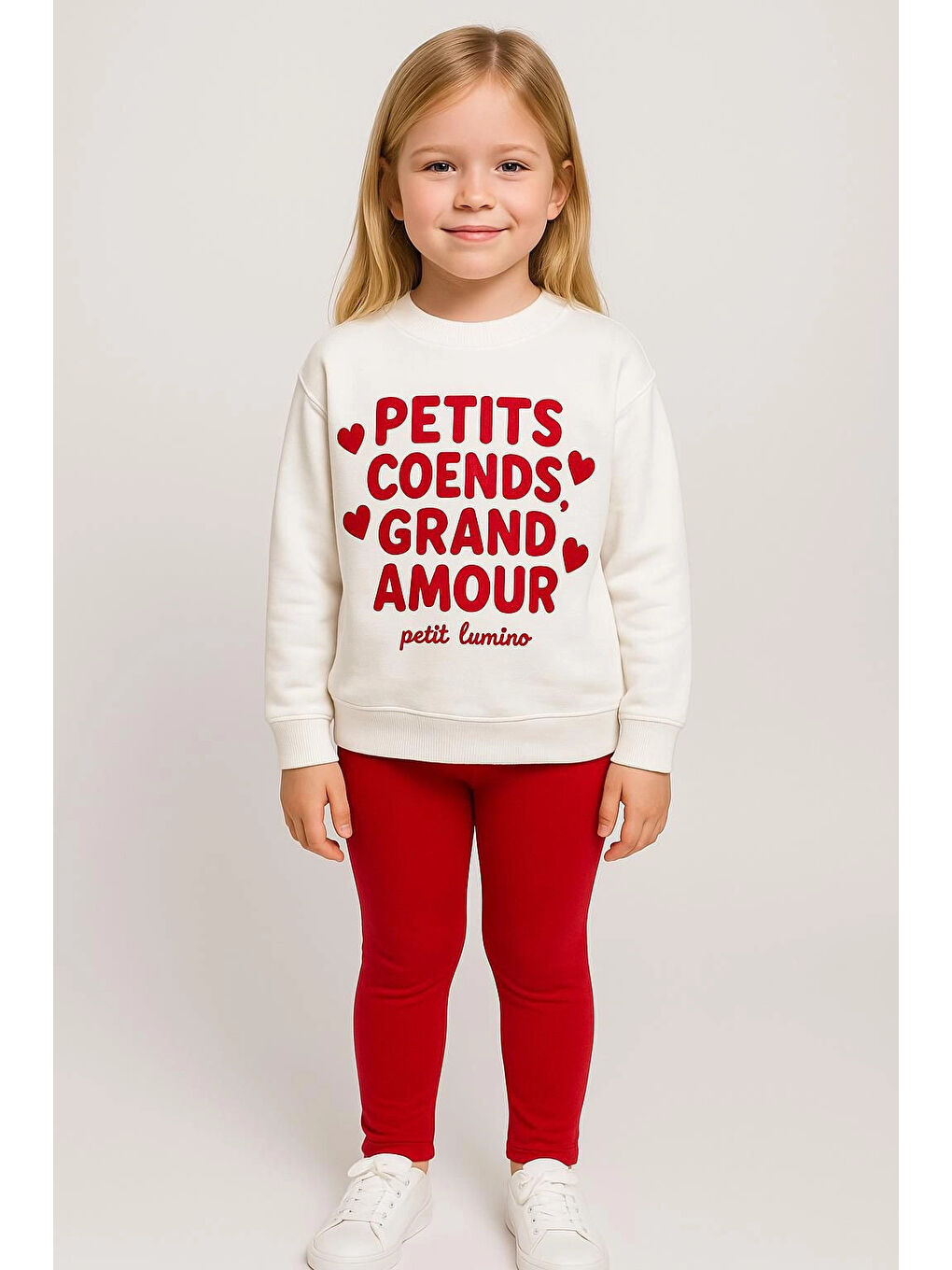 Kırmızı Petits Baskılı Kız Çocuk Takım 20453-1