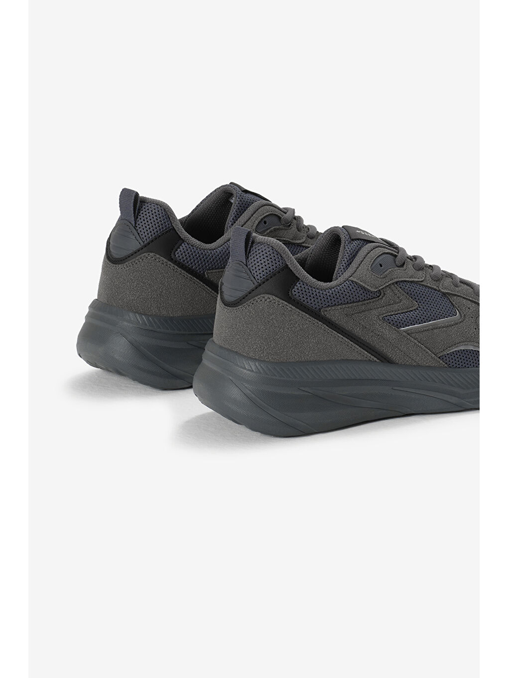 Gri Erkek Füme Faylon Taban Nefes Alabilen Kumaş Reflektörlü Dalgalı Desenli Spor Ayakkabı-4