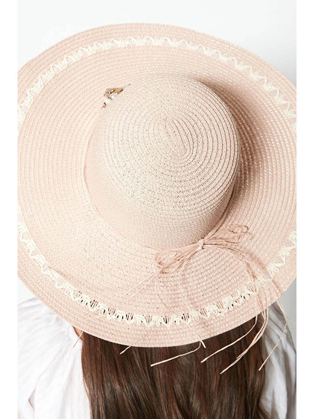Pembe Hasır Plaj Şapkası Y23730-04 Pudra-2