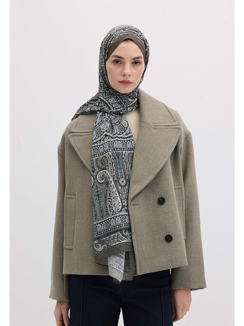 Nordıc Paısley Desen Şal Antrasit-1