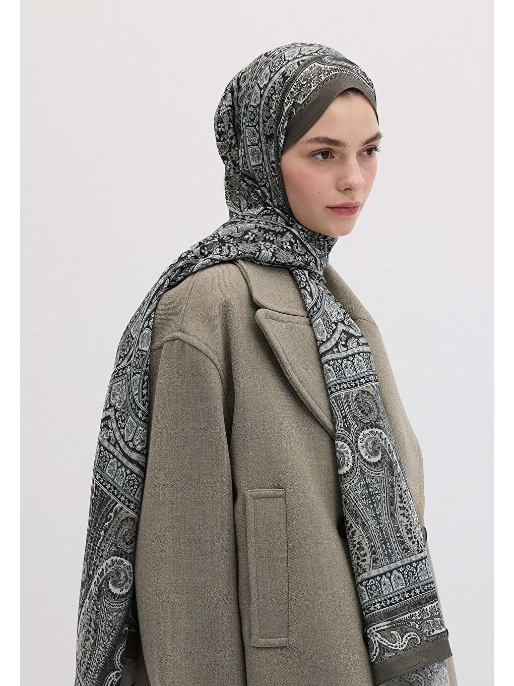 Nordıc Paısley Desen Şal Antrasit-2