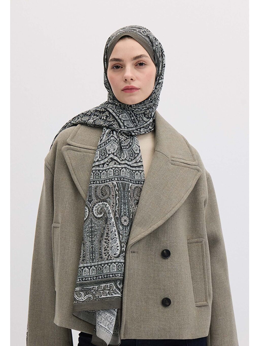 Nordıc Paısley Desen Şal Antrasit-3