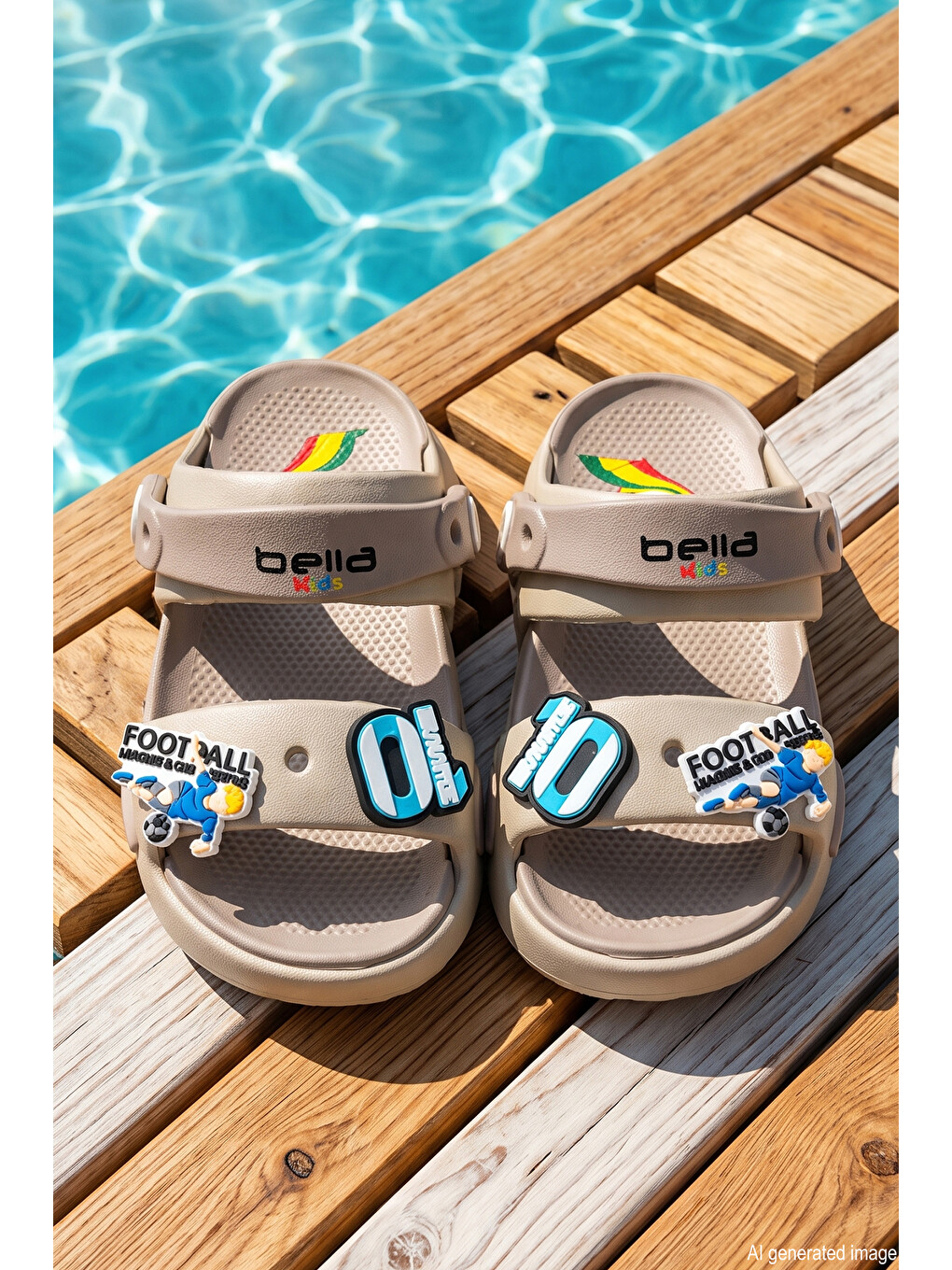 Çocuk Üst Çıkartma Detay Sandalet Terlik E482-p001 Bej-camel