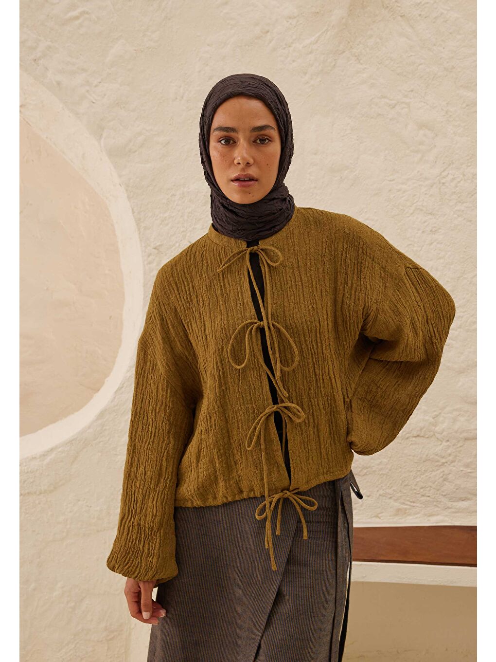 Siyah Vual Crash Şal Kömür