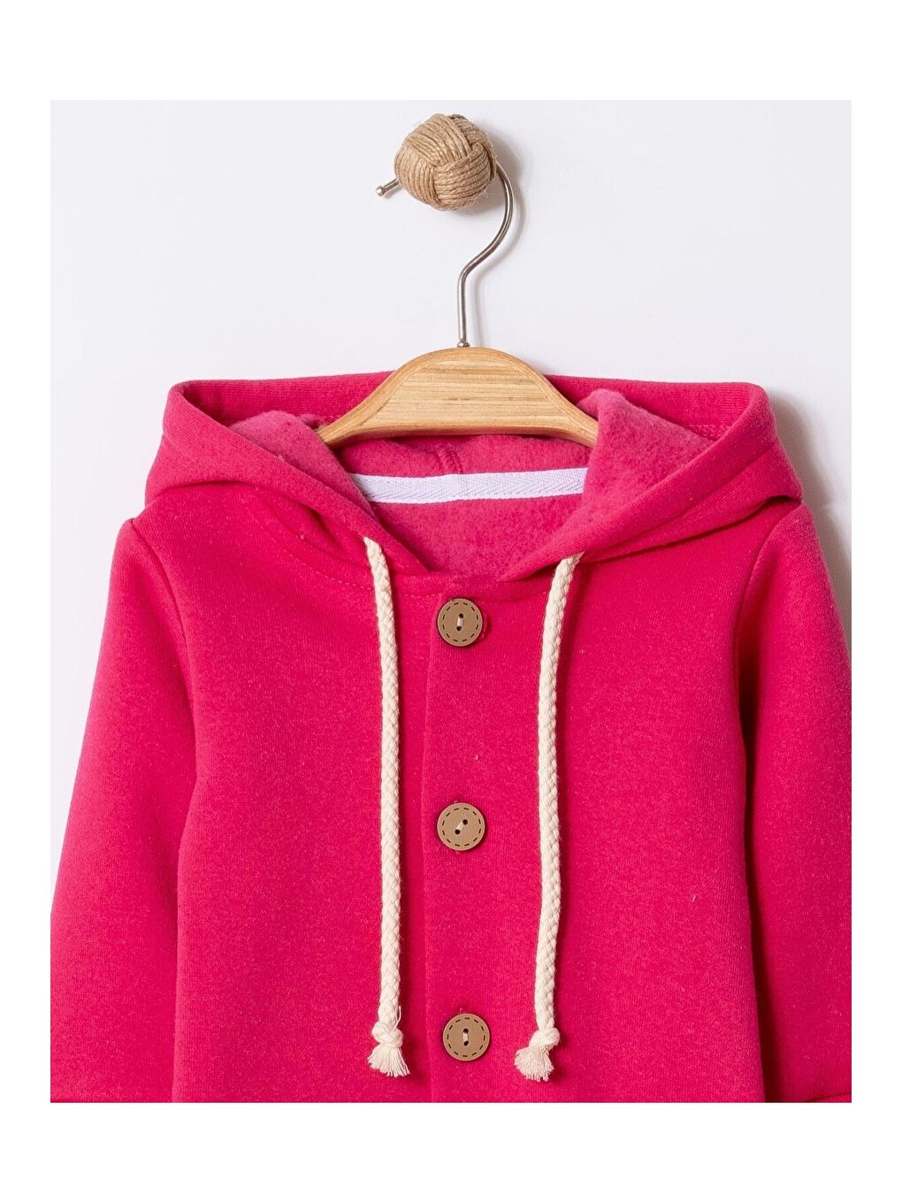 Fuşya Unisex Bebek Kapüşonlu Düğmeli Mevsimlik Tulum-3