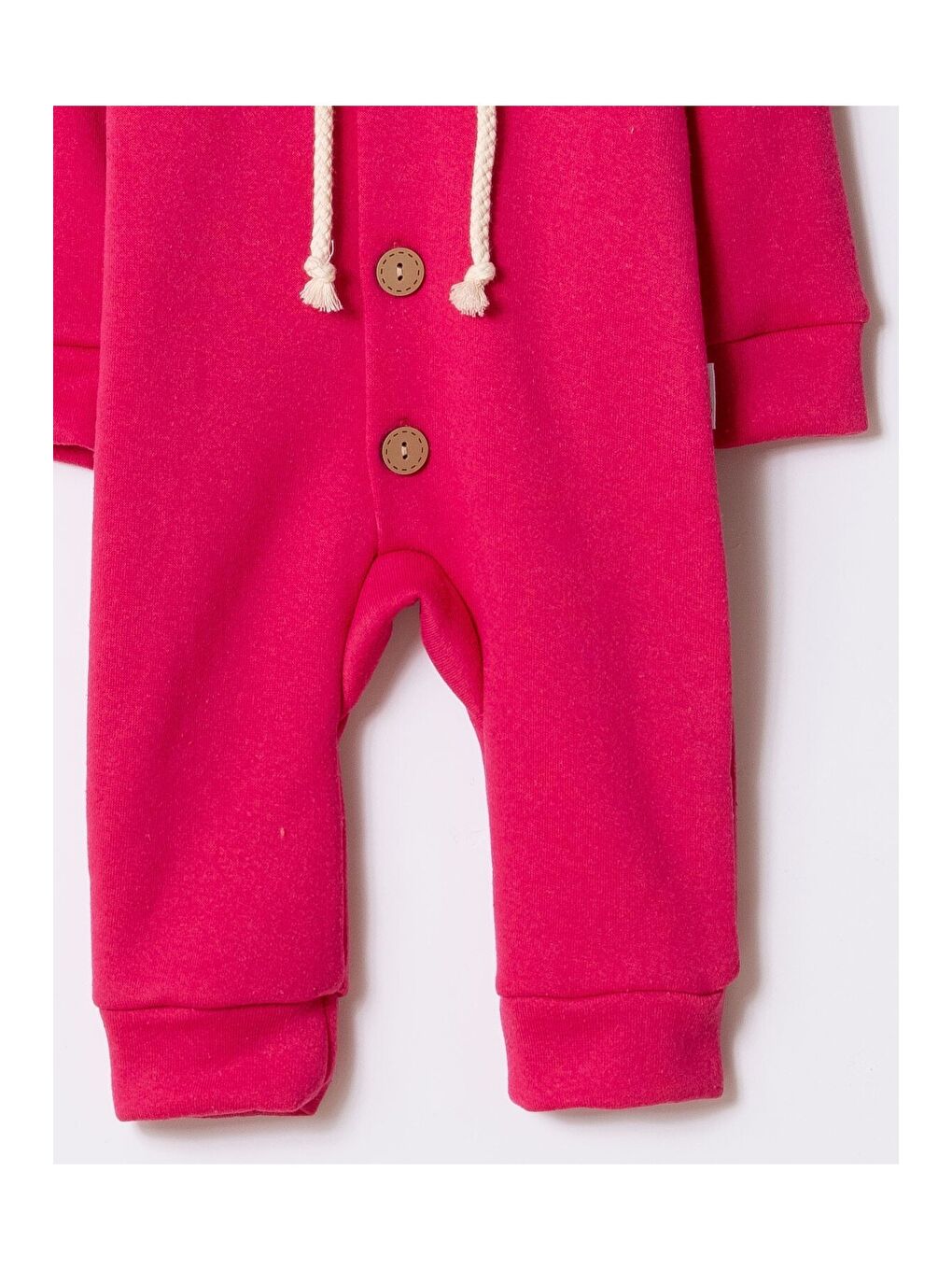 Fuşya Unisex Bebek Kapüşonlu Düğmeli Mevsimlik Tulum-4