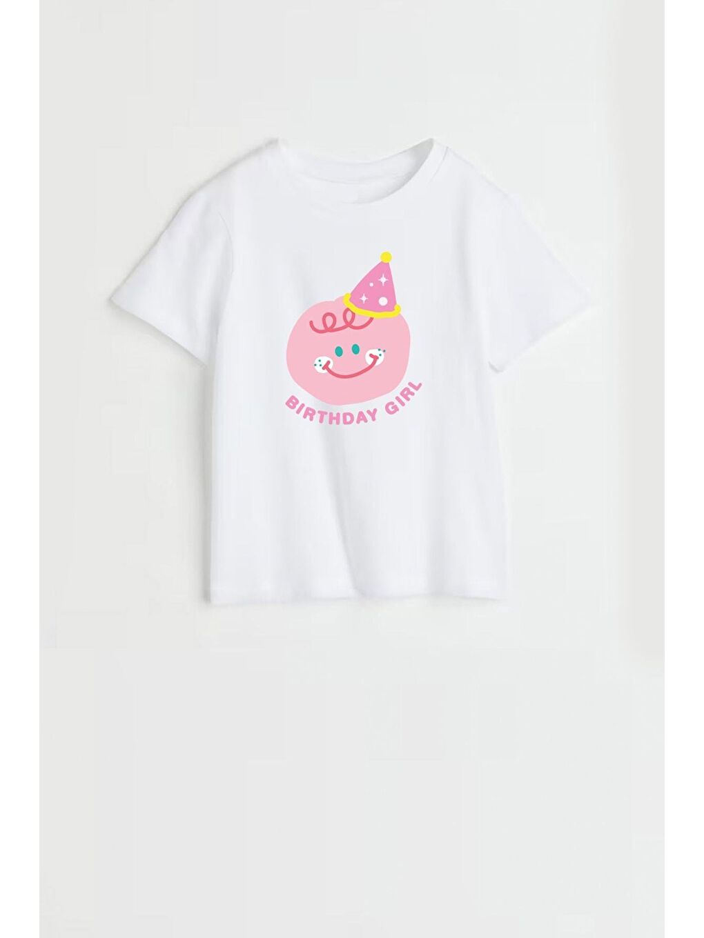 Ekru Kız Çocuk Bisiklet Yaka Baskılı Tshirt-1