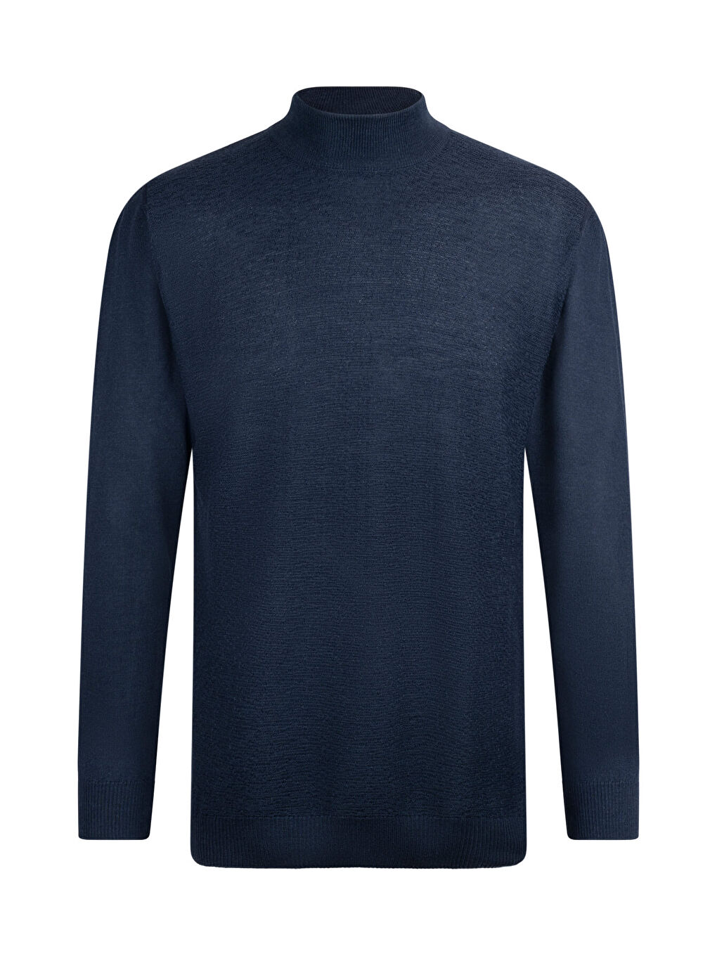 Lacivert Regular Fit Jakarlı Yarım Balıkçı Yaka Yünlü Kazak