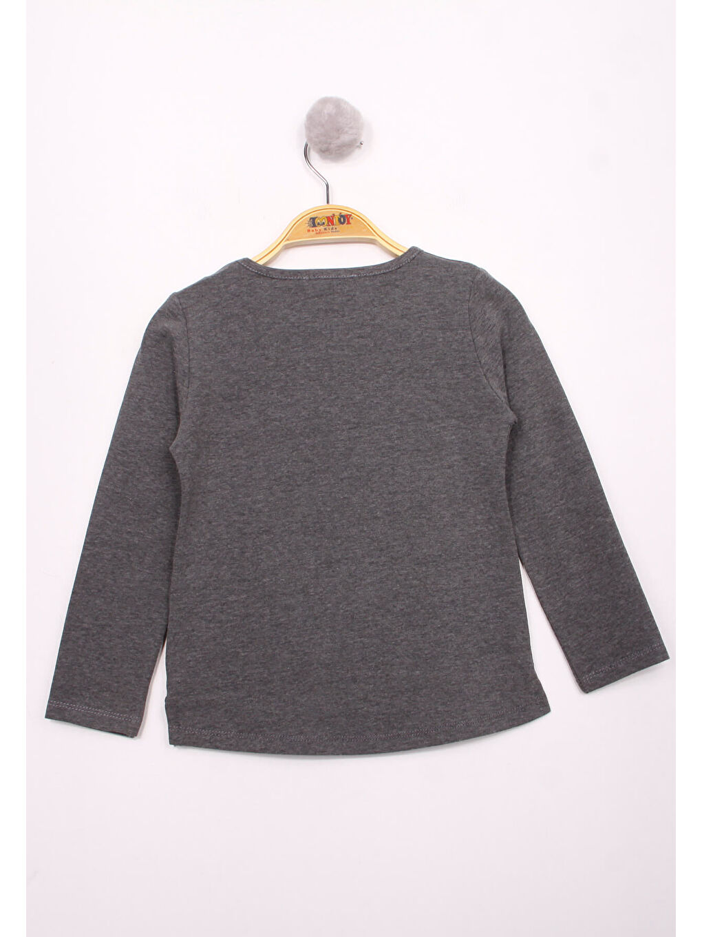 Antrasit Kız Çocuk El Baskılı T-Shirt-1