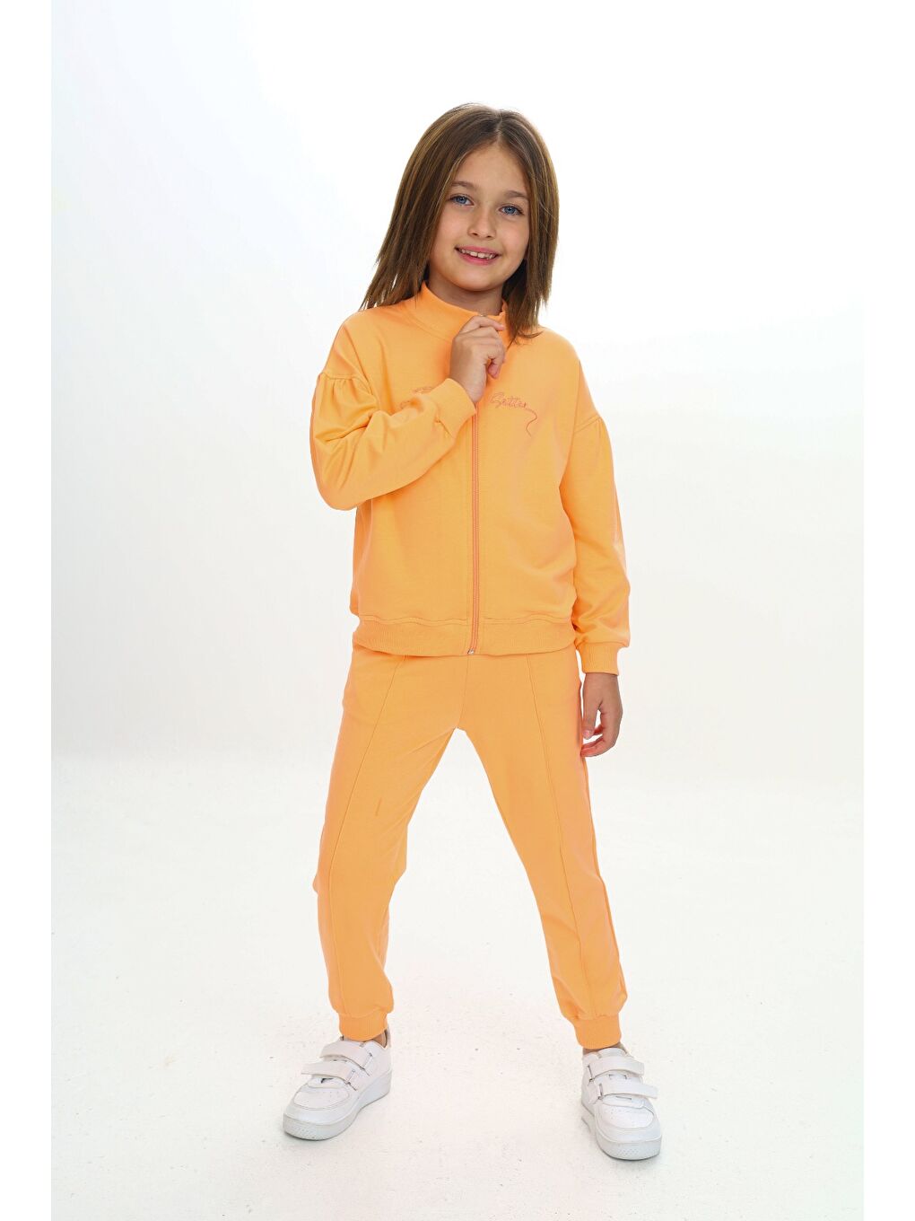 Turuncu Kız Çocuk Nakışlı Eşofman Takım-2