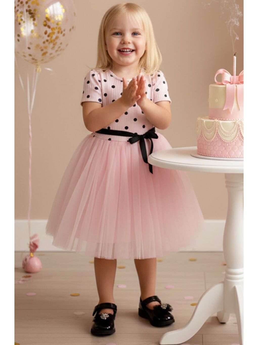 Kız Çocuk Magnolia Puanlı Tütü Pembe Elbise-1