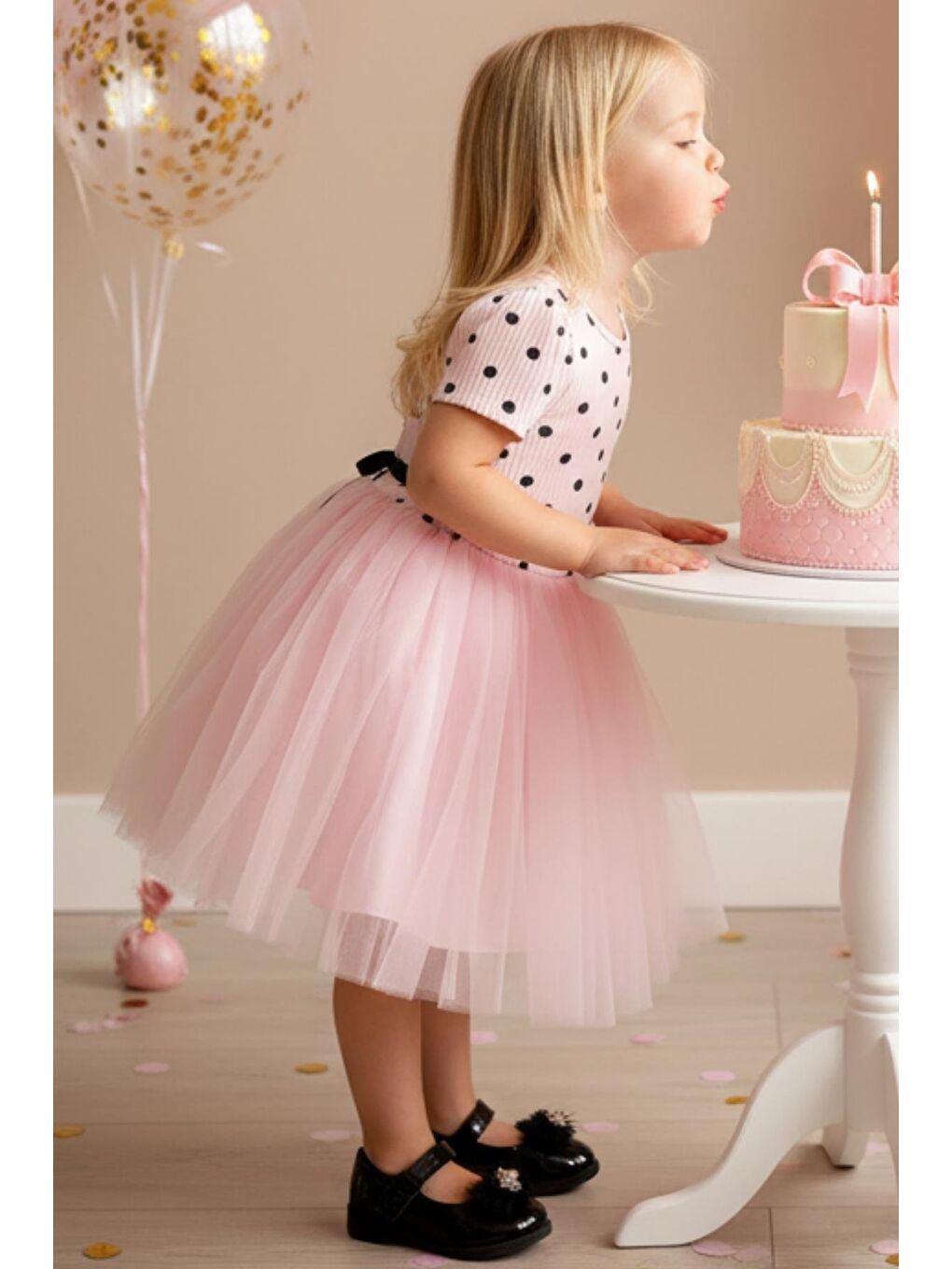 Kız Çocuk Magnolia Puanlı Tütü Pembe Elbise-2