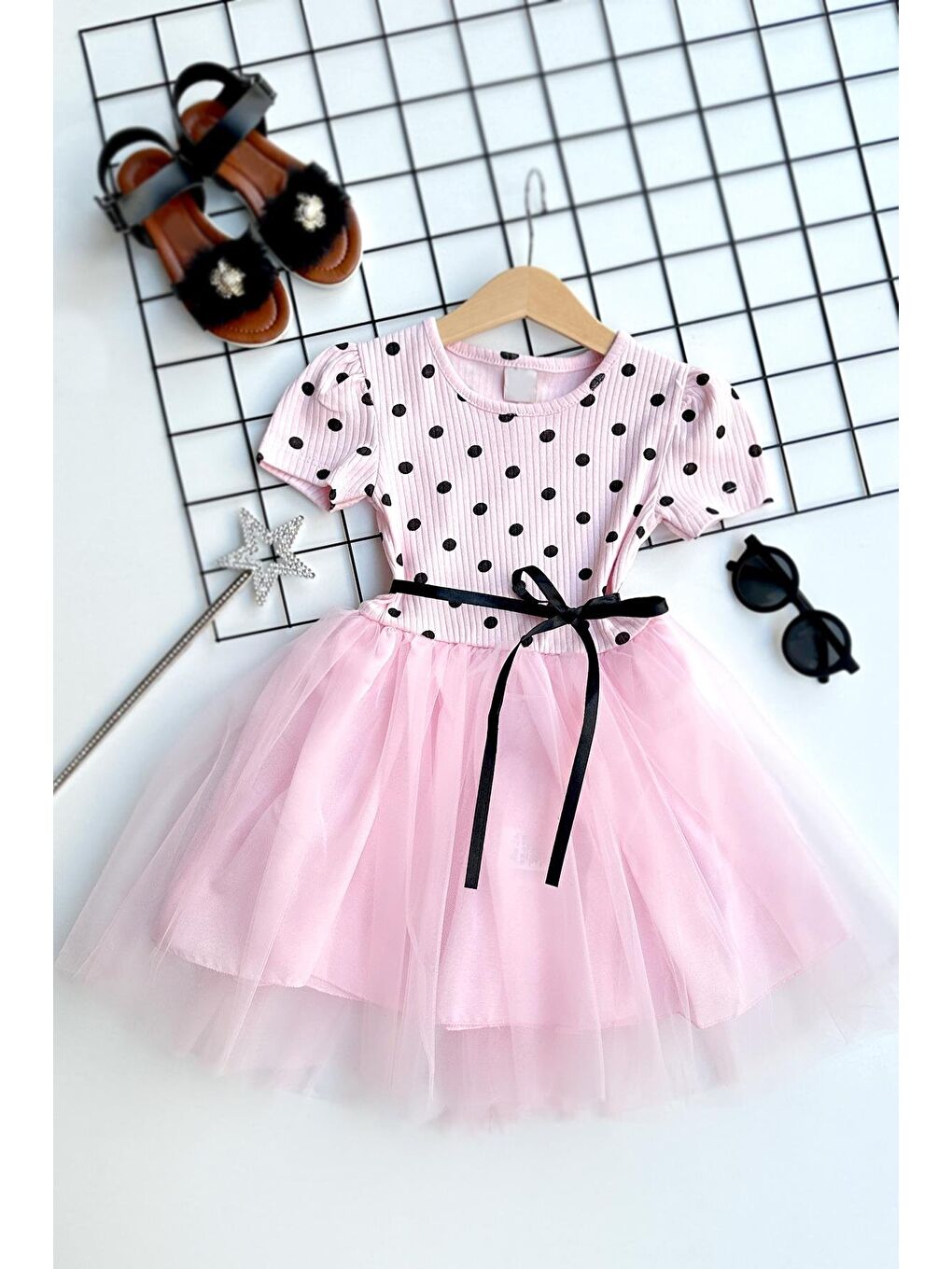 Kız Çocuk Magnolia Puanlı Tütü Pembe Elbise-3