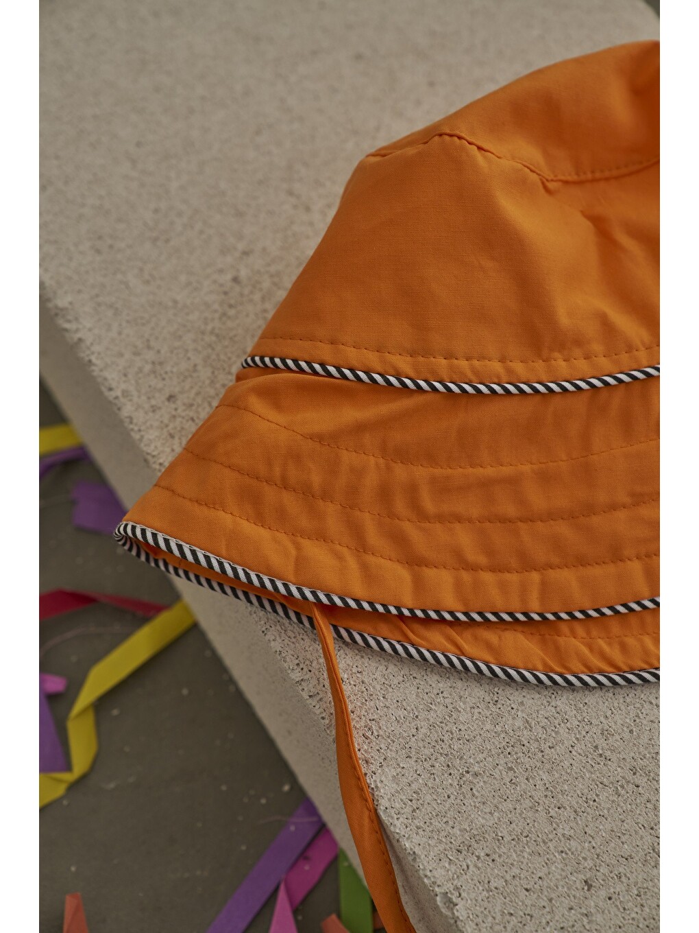 Turuncu Candy Summer Biyeli Poplin Şapka-2