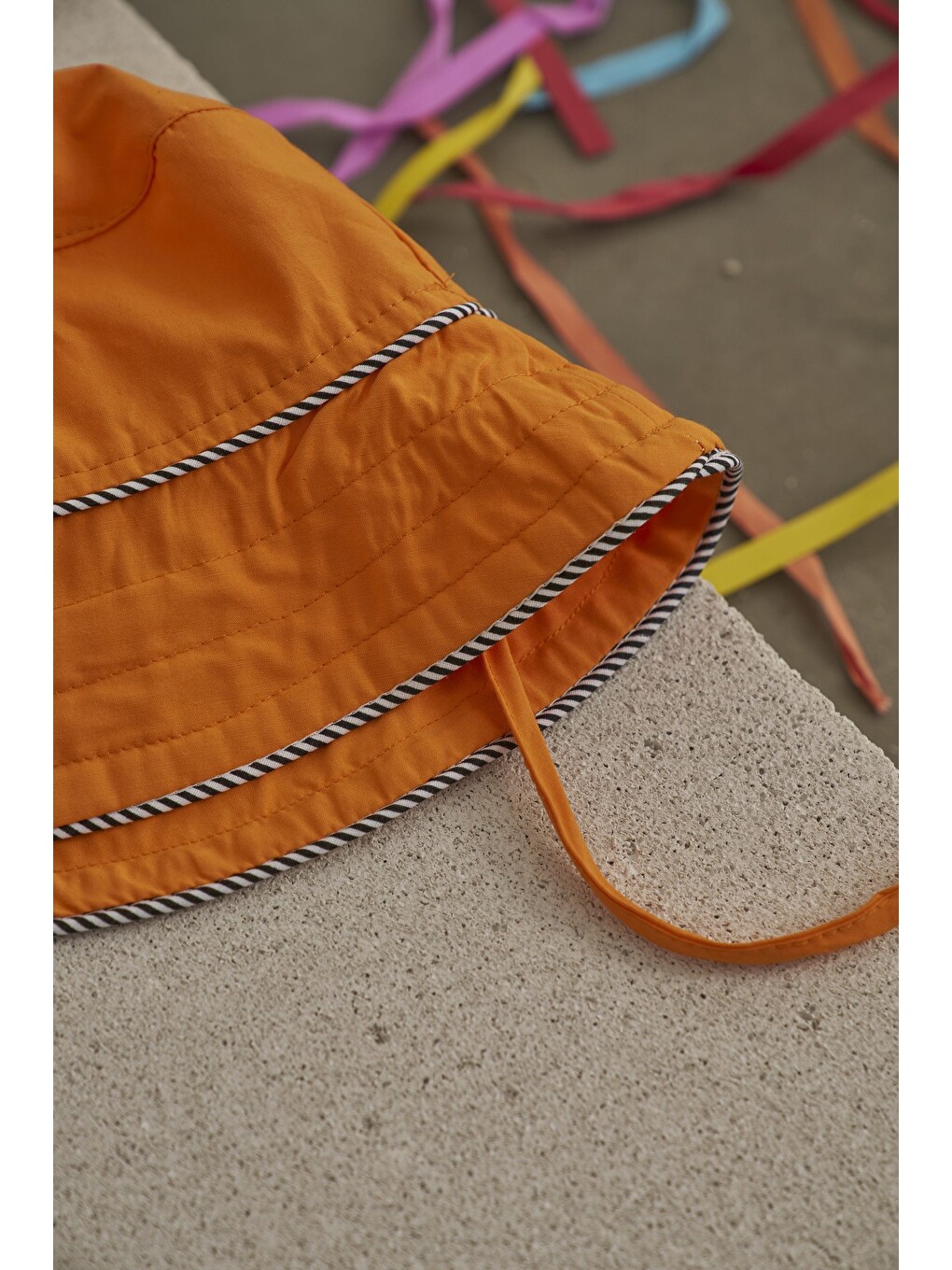 Turuncu Candy Summer Biyeli Poplin Şapka-3