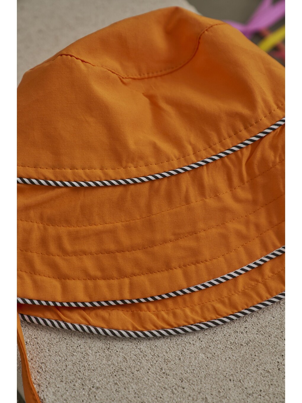 Turuncu Candy Summer Biyeli Poplin Şapka-4