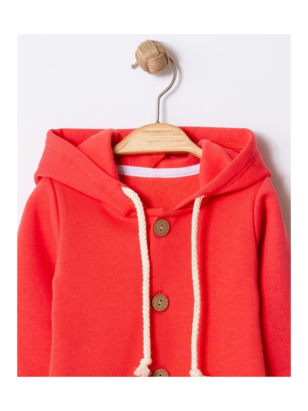 Kırmızı Unisex Bebek Kapüşonlu Düğmeli Mevsimlik Tulum-3