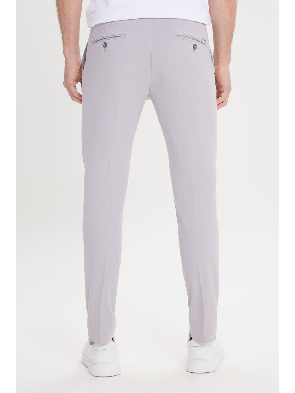 Erkek Gri Slim Fit Dar Kesim Yan Cepli Pamuklu Esnek Armürlü Pantolon-4