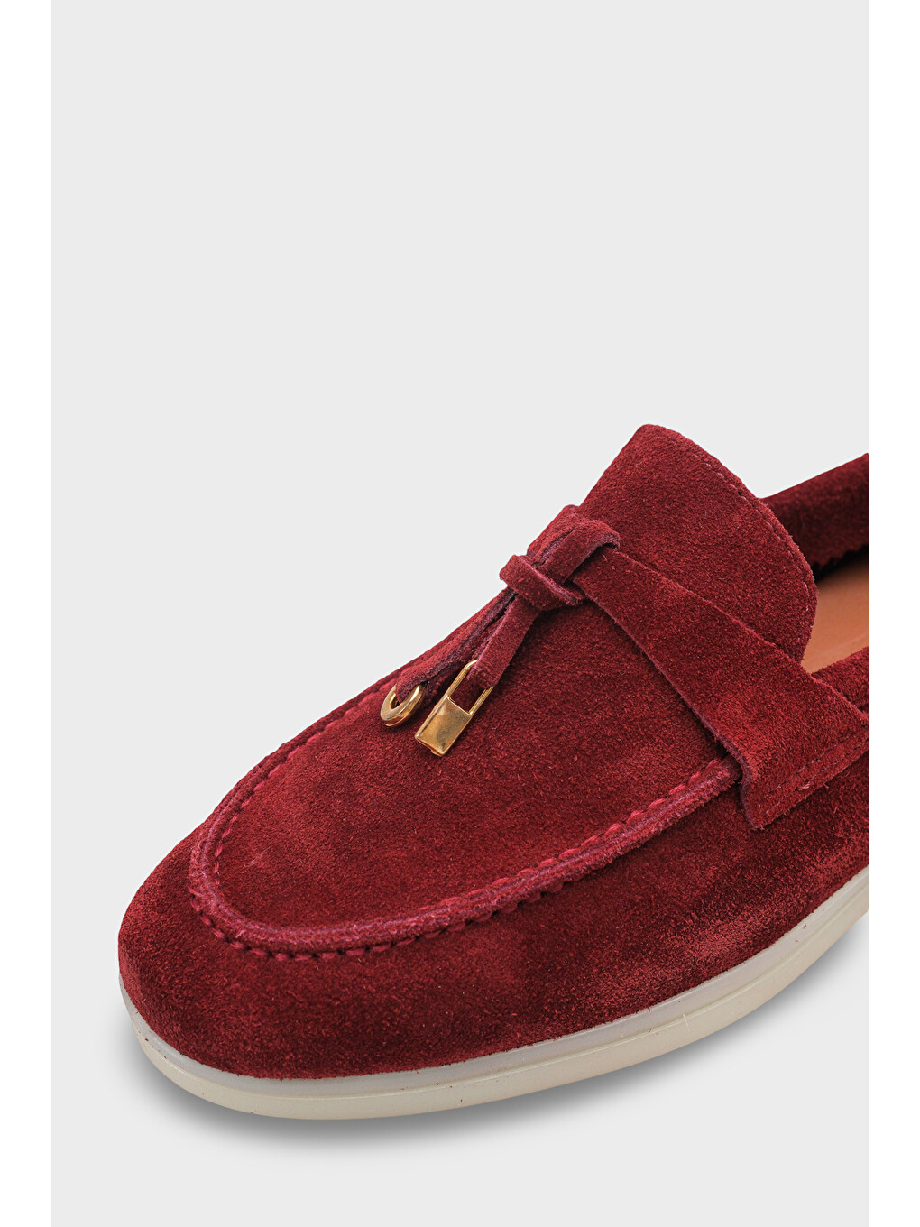 Bordo Vikki Hakiki Deri Kadın Loafer-4