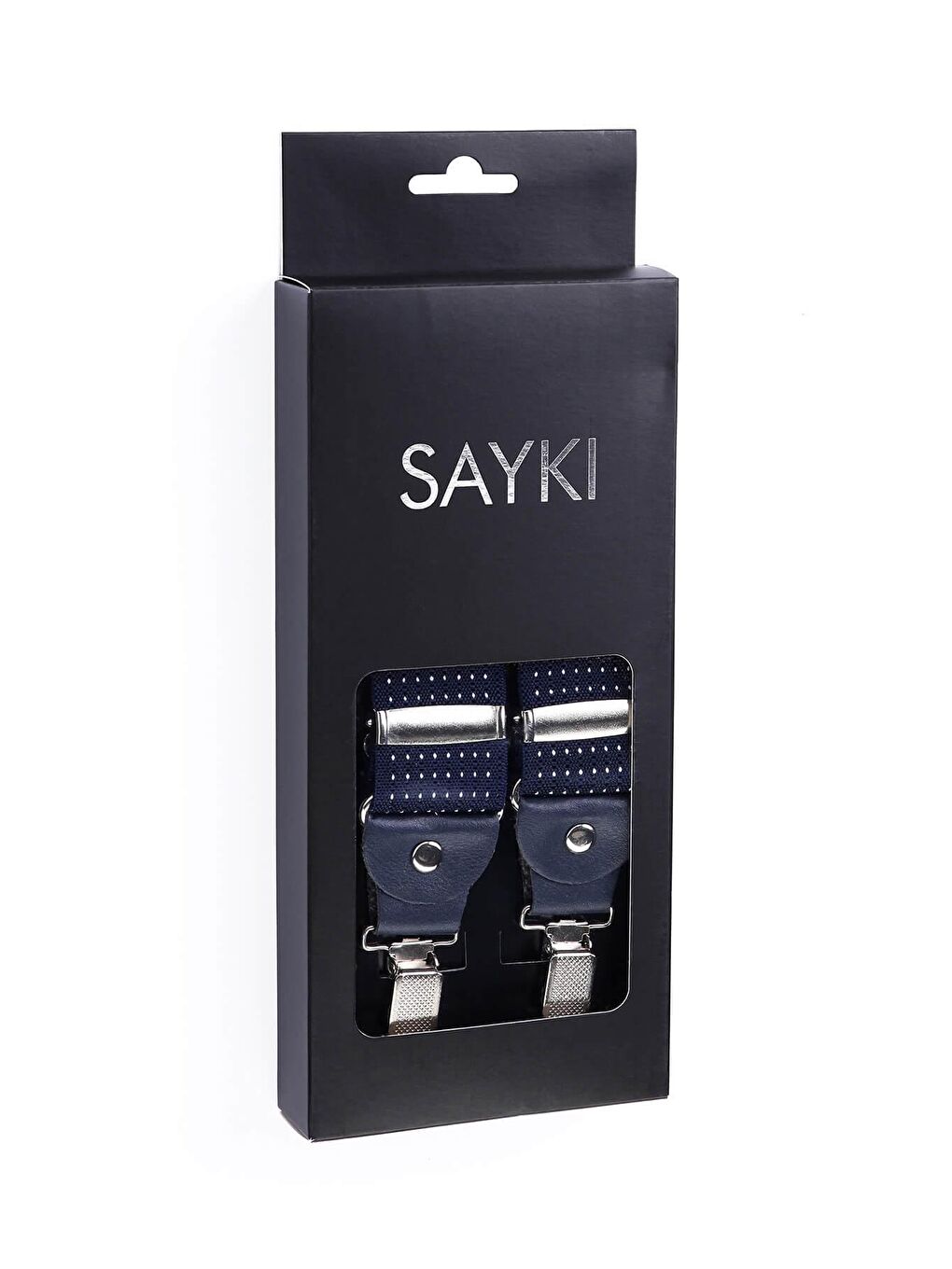 Lacivert Puantiye Desenli Pantolon Askısı