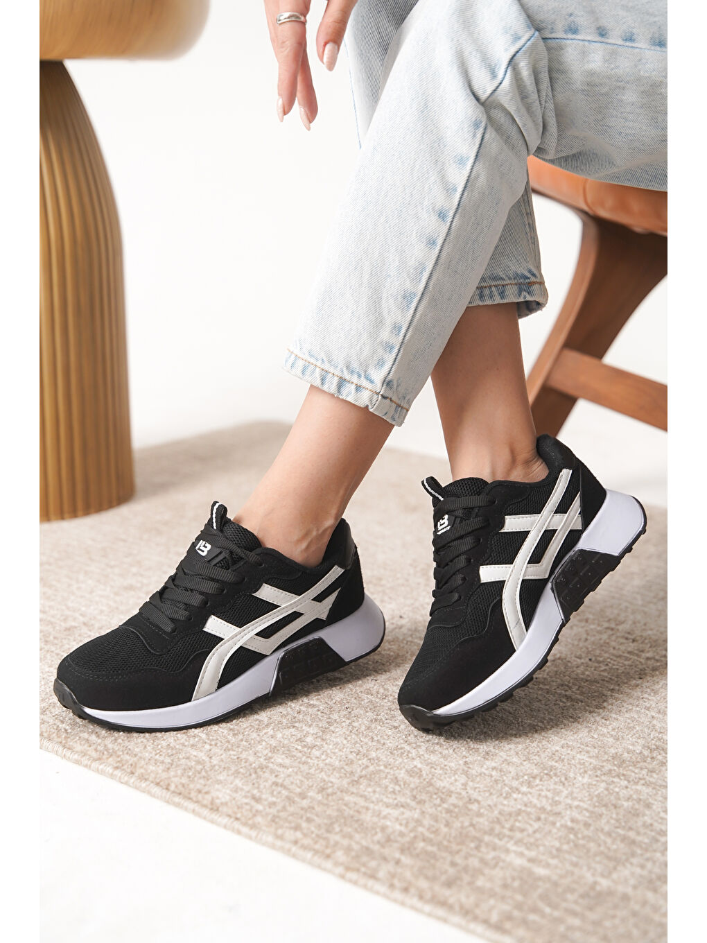 Siyah D0120 Günlük Ortopedik Kadın Sneaker Spor Ayakkabı