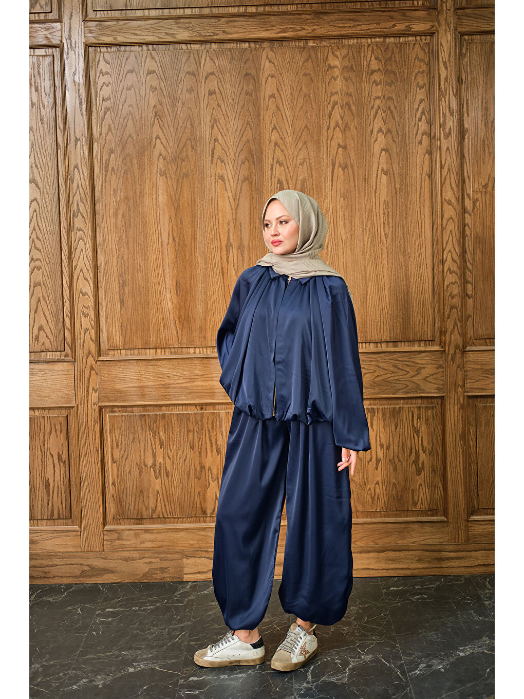Kadın Gizli Fermuar Detay Takım Lacivert-1