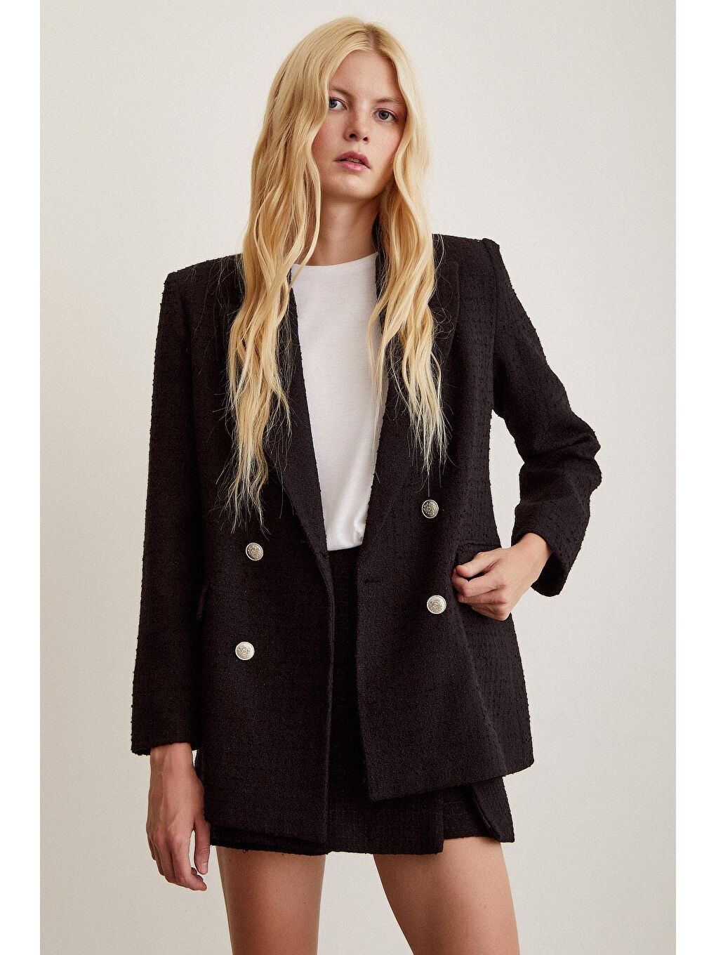 Siyah Cep Kapaklı Astarlı Blazer Ceket-1