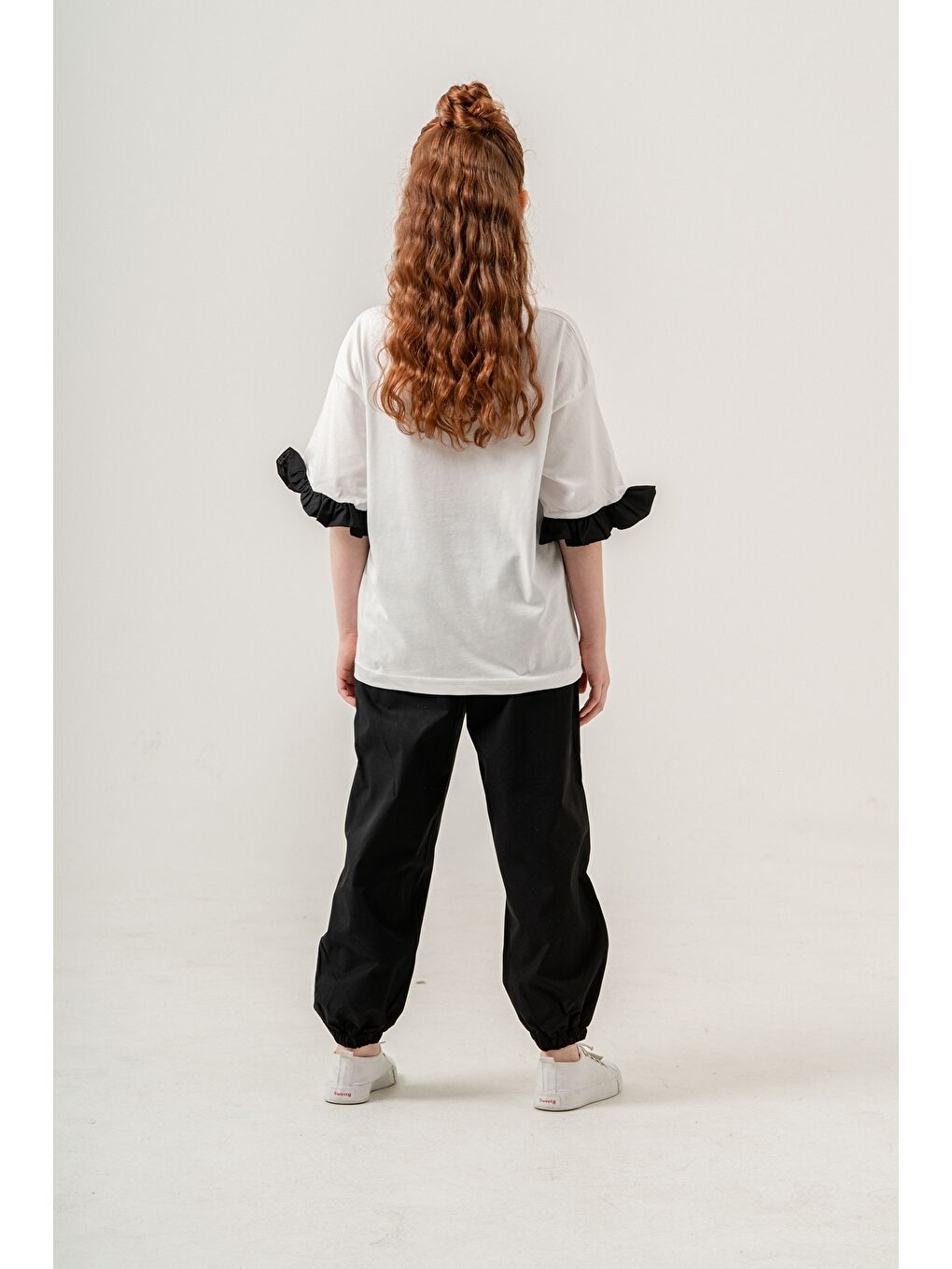 Siyah Kız Çocuk 2'li Takım (Jogger Pantolon+Tişört) P1028-3