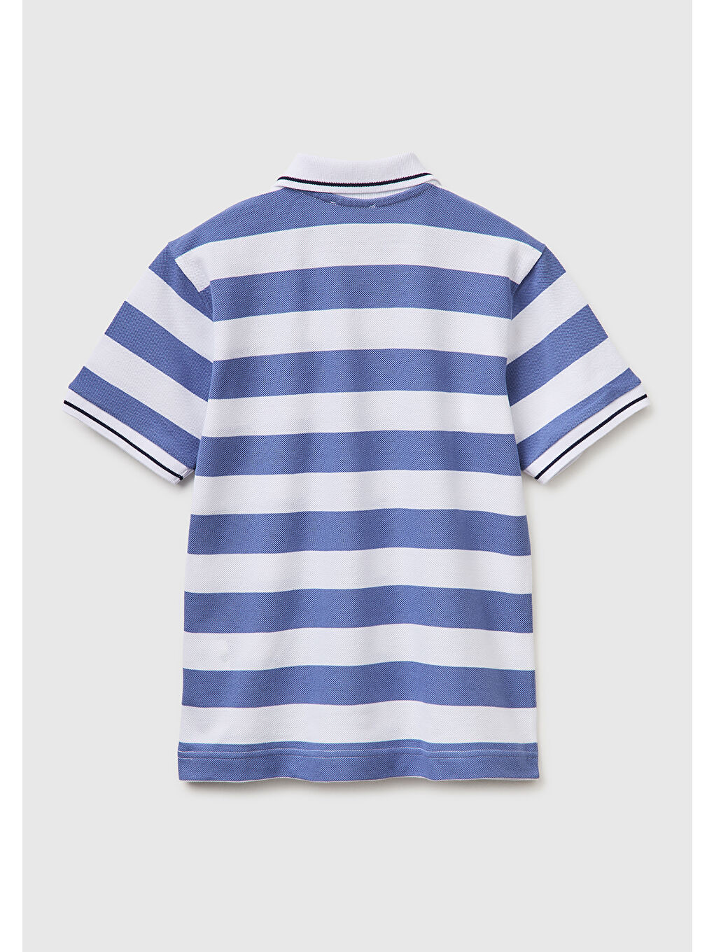Erkek Çocuk Mavi Mix Çizgili Logo Nakışlı Polo Yaka Çocuk T-Shirt-1