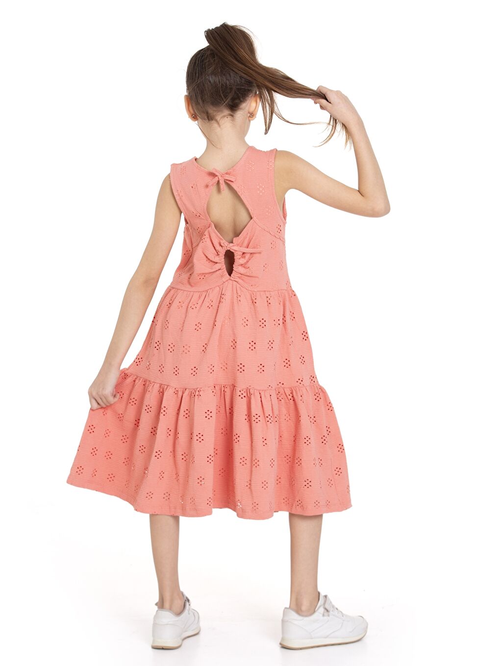 Pembe Kız Çocuk Askılı Kol Elbise P0010-2