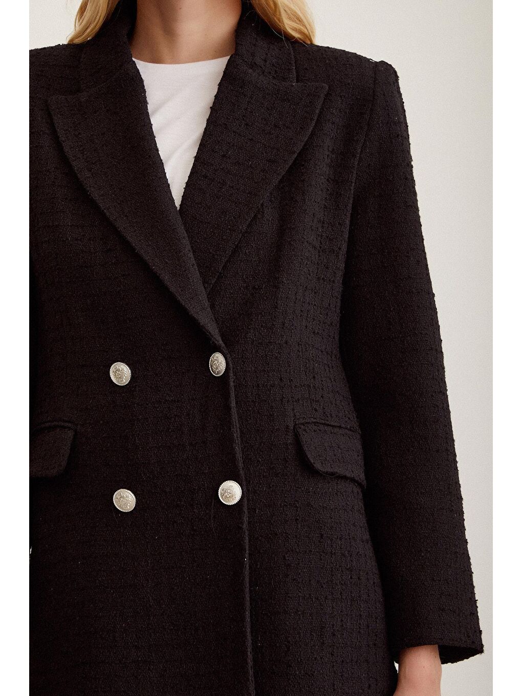 Siyah Cep Kapaklı Astarlı Blazer Ceket-3