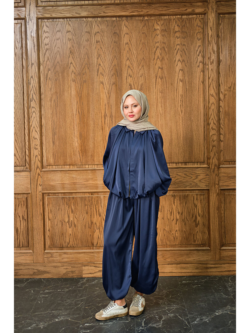 Kadın Gizli Fermuar Detay Takım Lacivert-3
