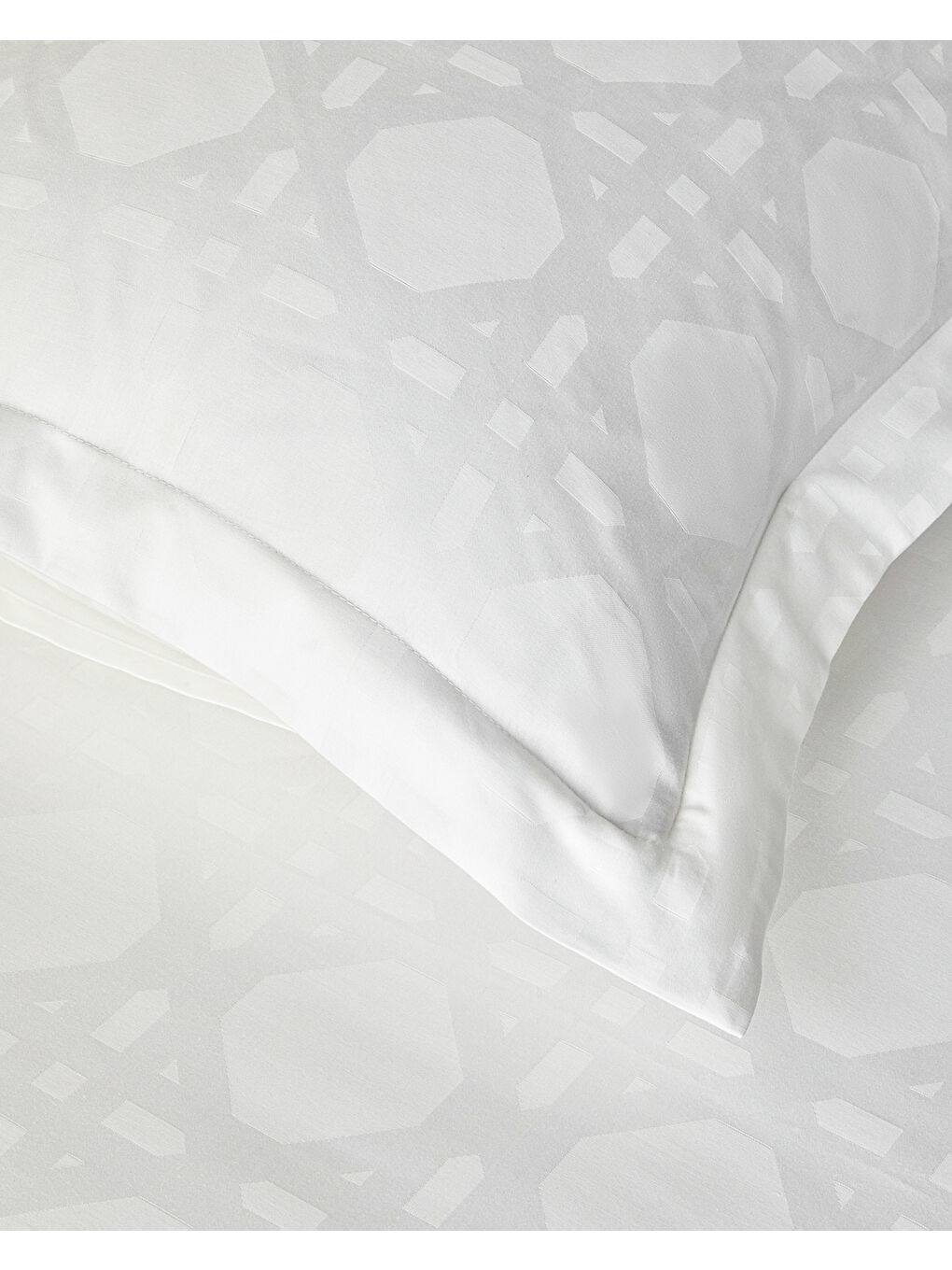 Verona Jakarlı Pamuk Saten Super King Nevresim Takımı 260x220 cm Kırık Beyaz-3
