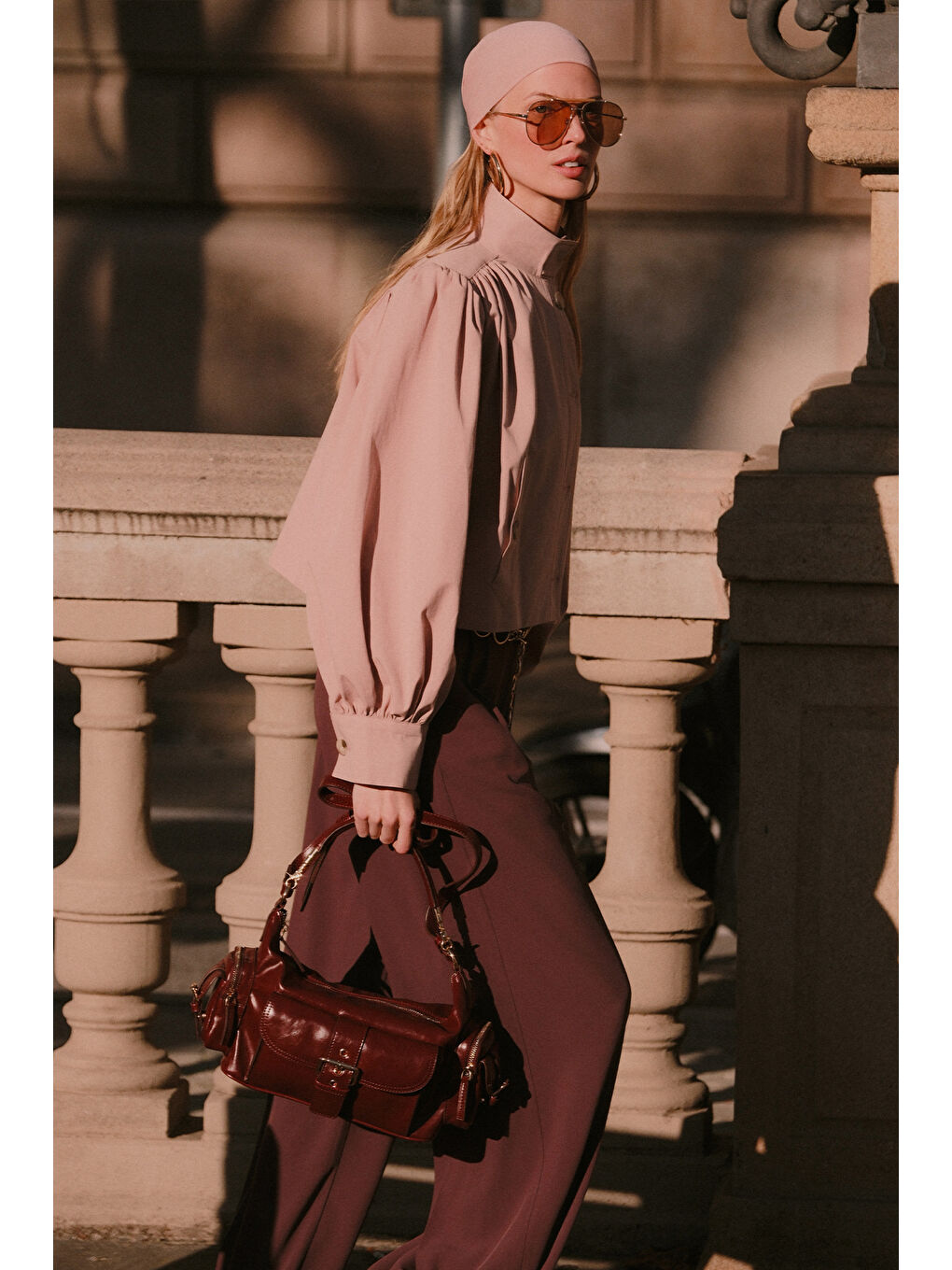 Pembe Kısa Balon Kol Ceket Pudra-1