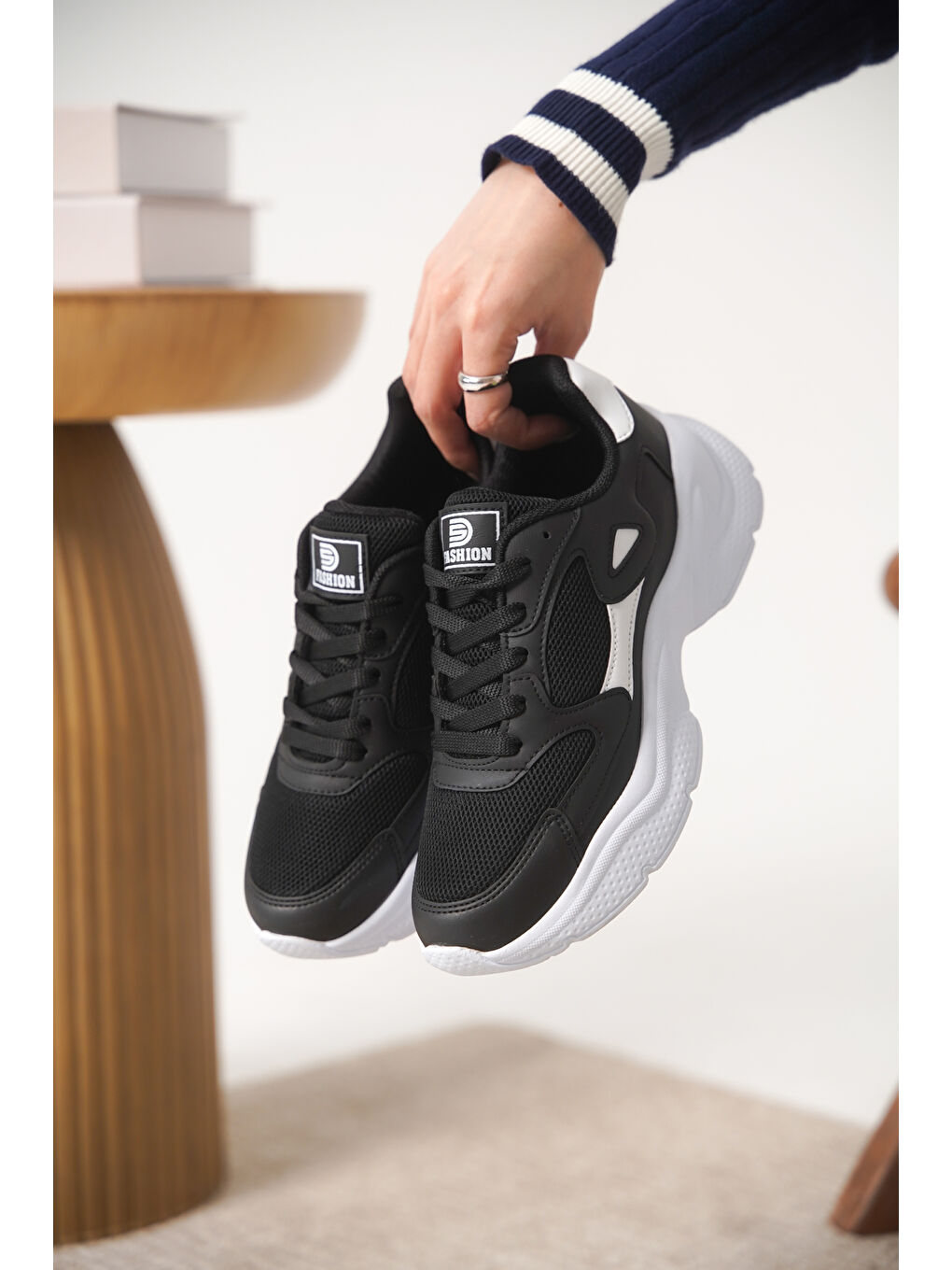 Siyah D1152 Günlük Ortopedik Kadın Sneaker Spor Ayakkabı-4